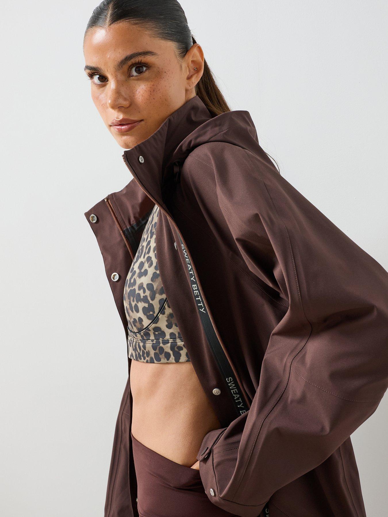 Image 5 of 6 of Sweaty Betty Womens Motion Waterproof Longline Parka - Brown