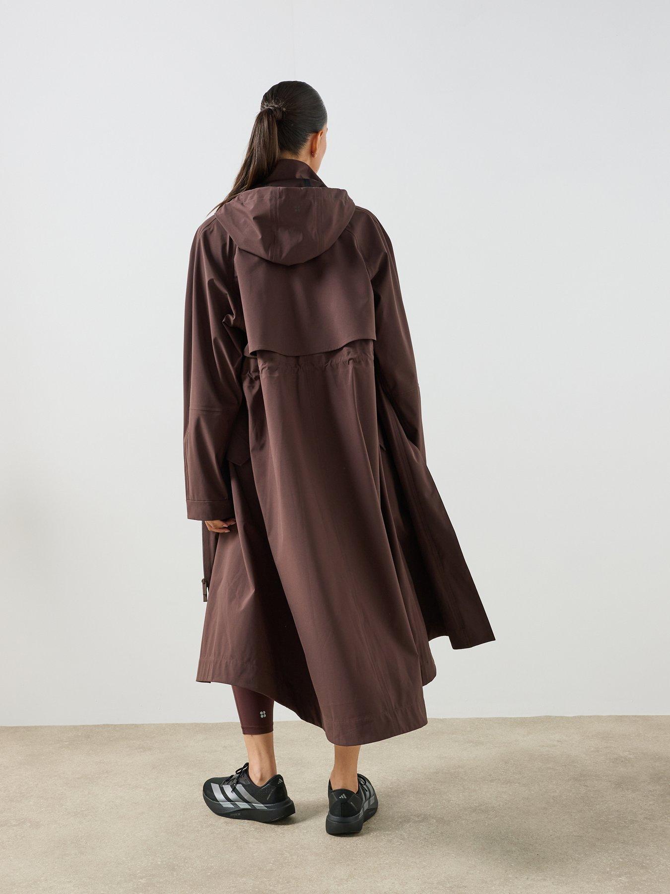 Image 6 of 6 of Sweaty Betty Womens Motion Waterproof Longline Parka - Brown
