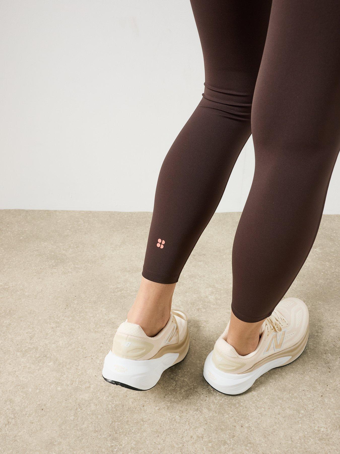 Image 5 of 6 of Sweaty Betty Womens 7/8 Drawcord Zip Pocket Leggings - Brown