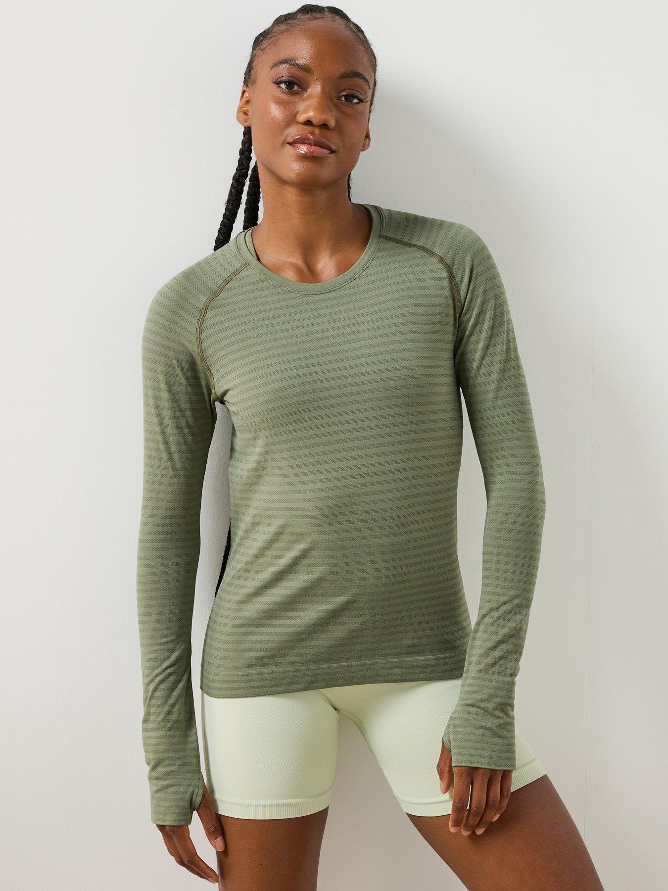 Sweaty Betty Womens Training Athlete Textured Stripe Long Sleeve Top - Green