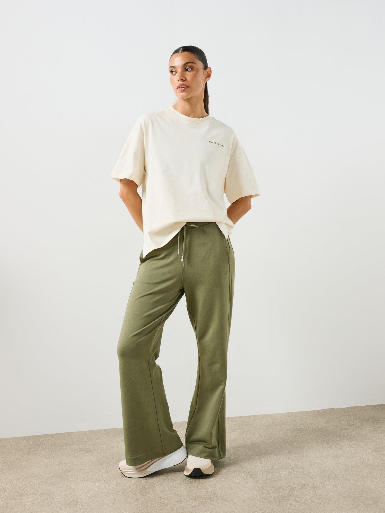 Image 3 of 6 of Sweaty Betty Womens Training After Class Piped Wide Leg Trouser - Green