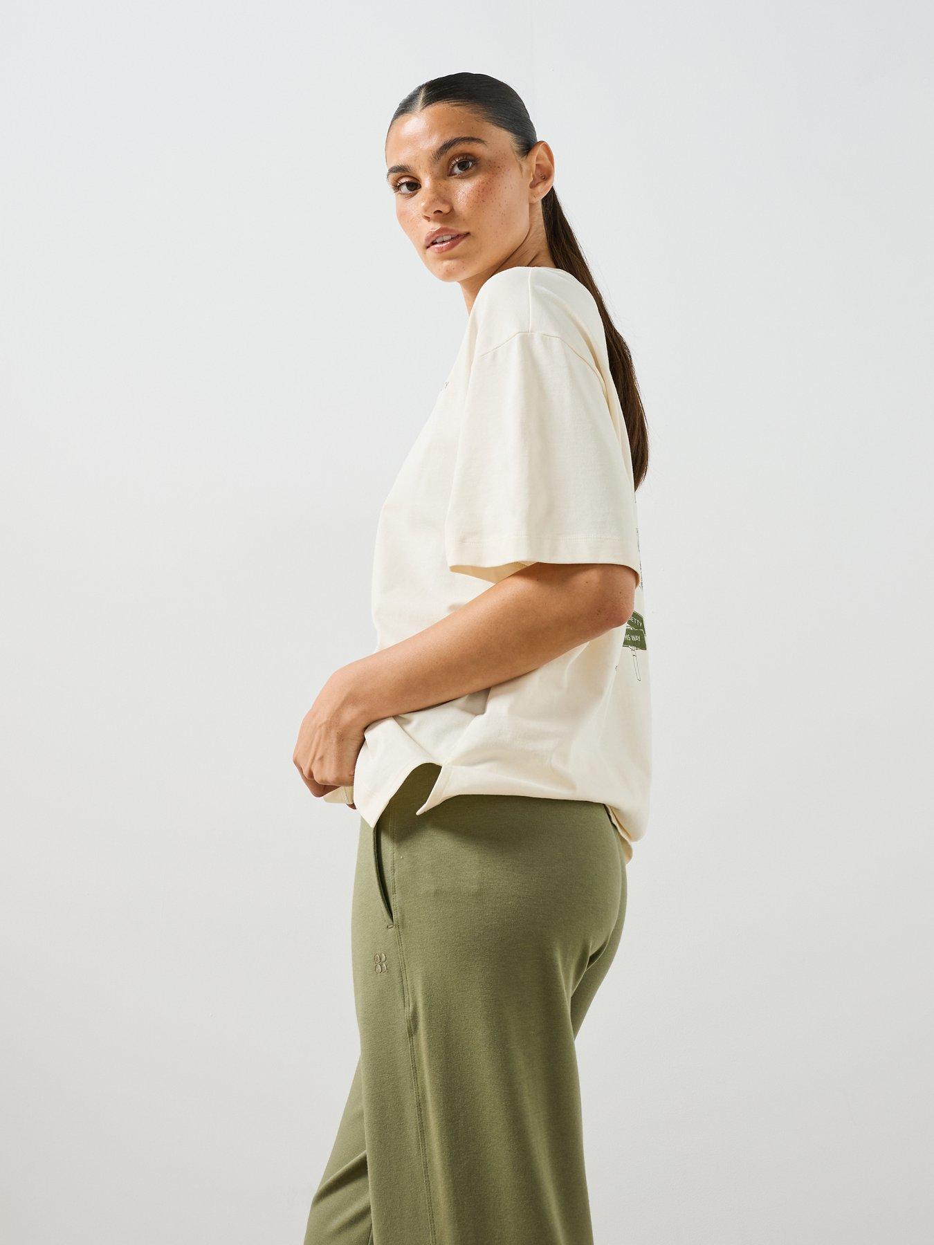 Image 4 of 6 of Sweaty Betty Womens Training After Class Piped Wide Leg Trouser - Green
