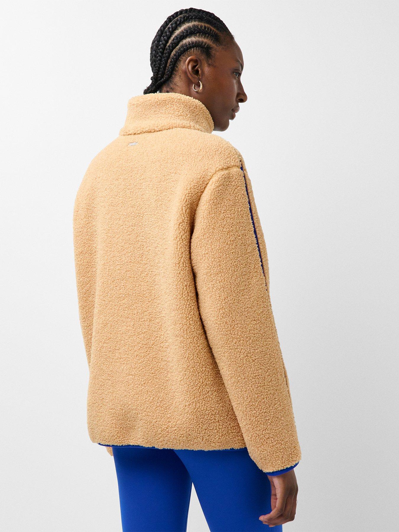 Image 2 of 5 of Sweaty Betty Womens Training Plush Fleece Contrast Zip Up - Beige
