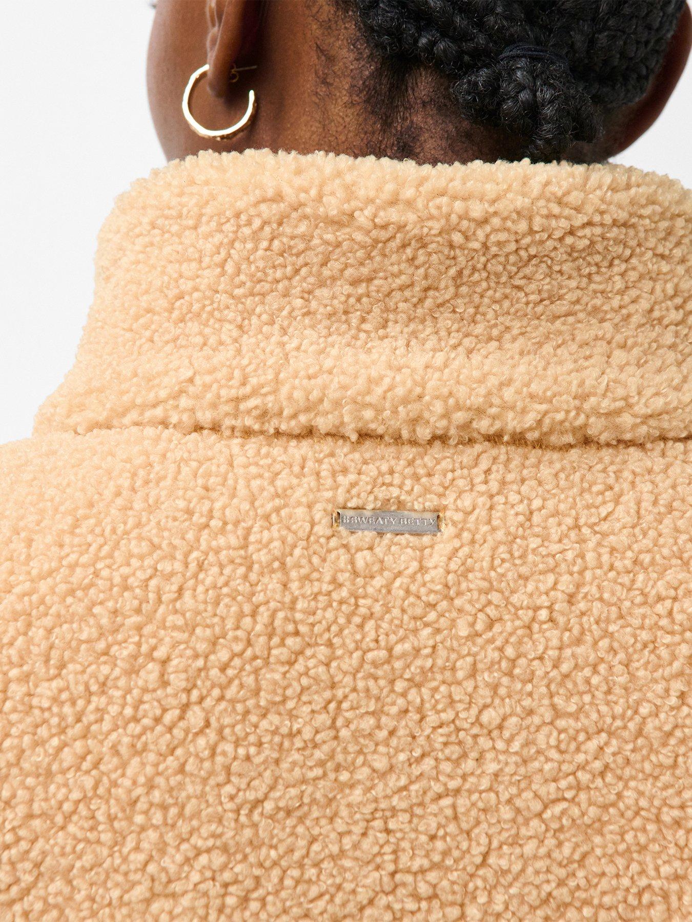 Image 4 of 5 of Sweaty Betty Womens Training Plush Fleece Contrast Zip Up - Beige