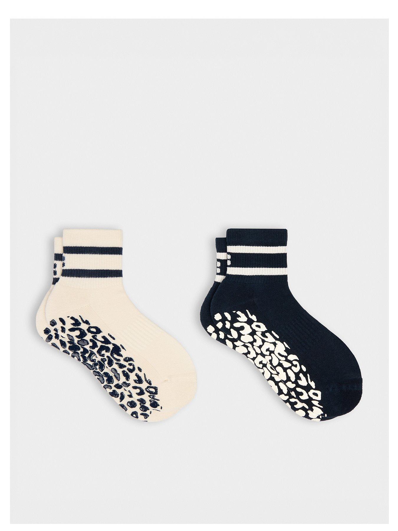 Sweaty Betty Womens Training Animal Print Mini Pilates Crew Gripper 2 Pack - Cream