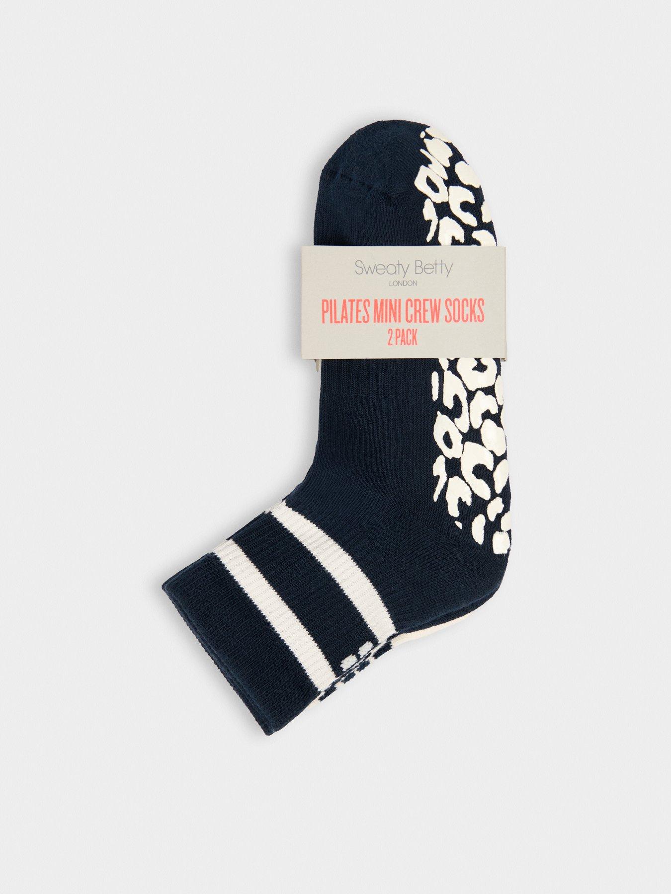 Image 2 of 3 of Sweaty Betty Womens Training Animal Print Mini Pilates Crew Gripper 2 Pack - Cream - Blue
