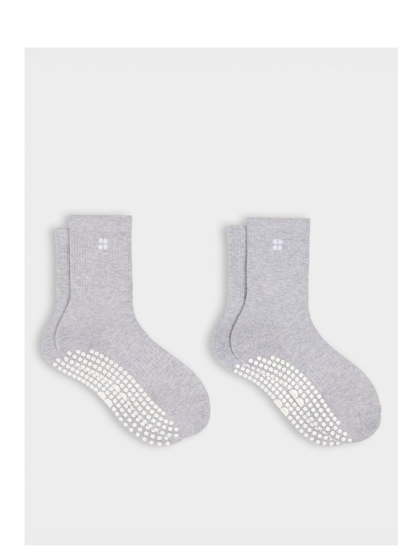 Image 1 of 3 of Sweaty Betty Womens Training Pilates Crew Gripper Sock 2 Pack - Grey