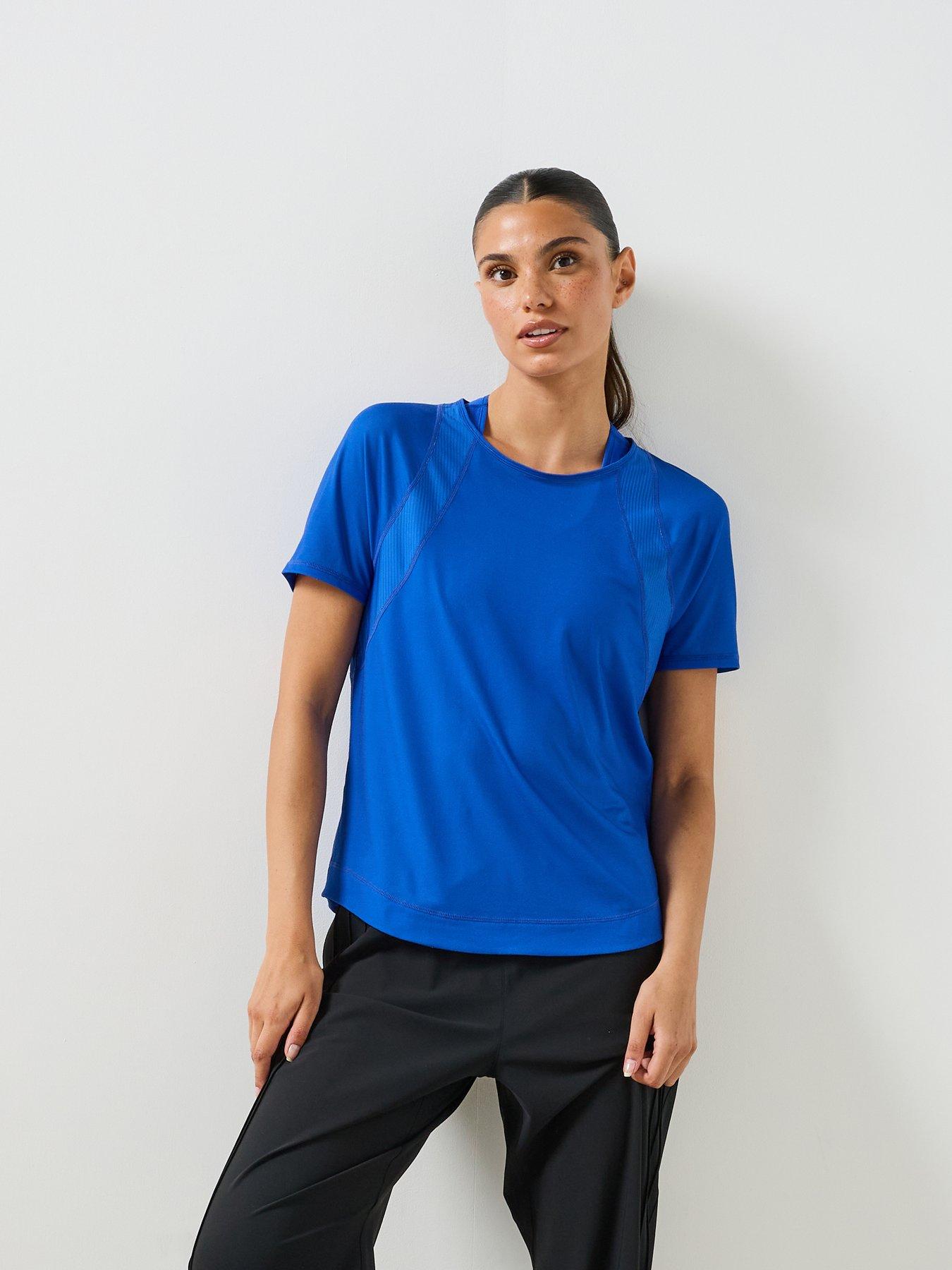Image 1 of 6 of Sweaty Betty Womens Mesh Panel Stretch Training T-Shirt - Blue