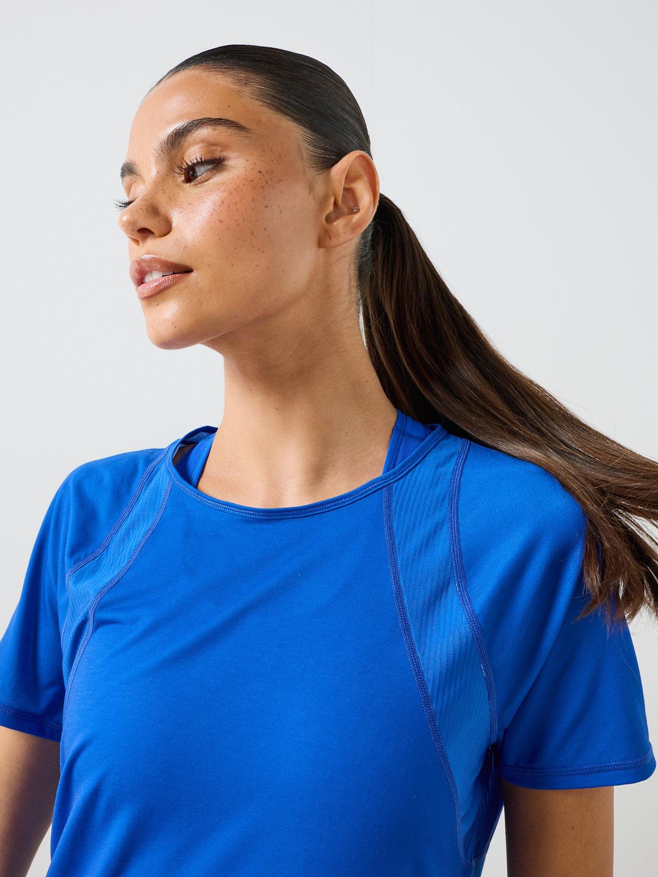 Image 4 of 6 of Sweaty Betty Womens Mesh Panel Stretch Training T-Shirt - Blue