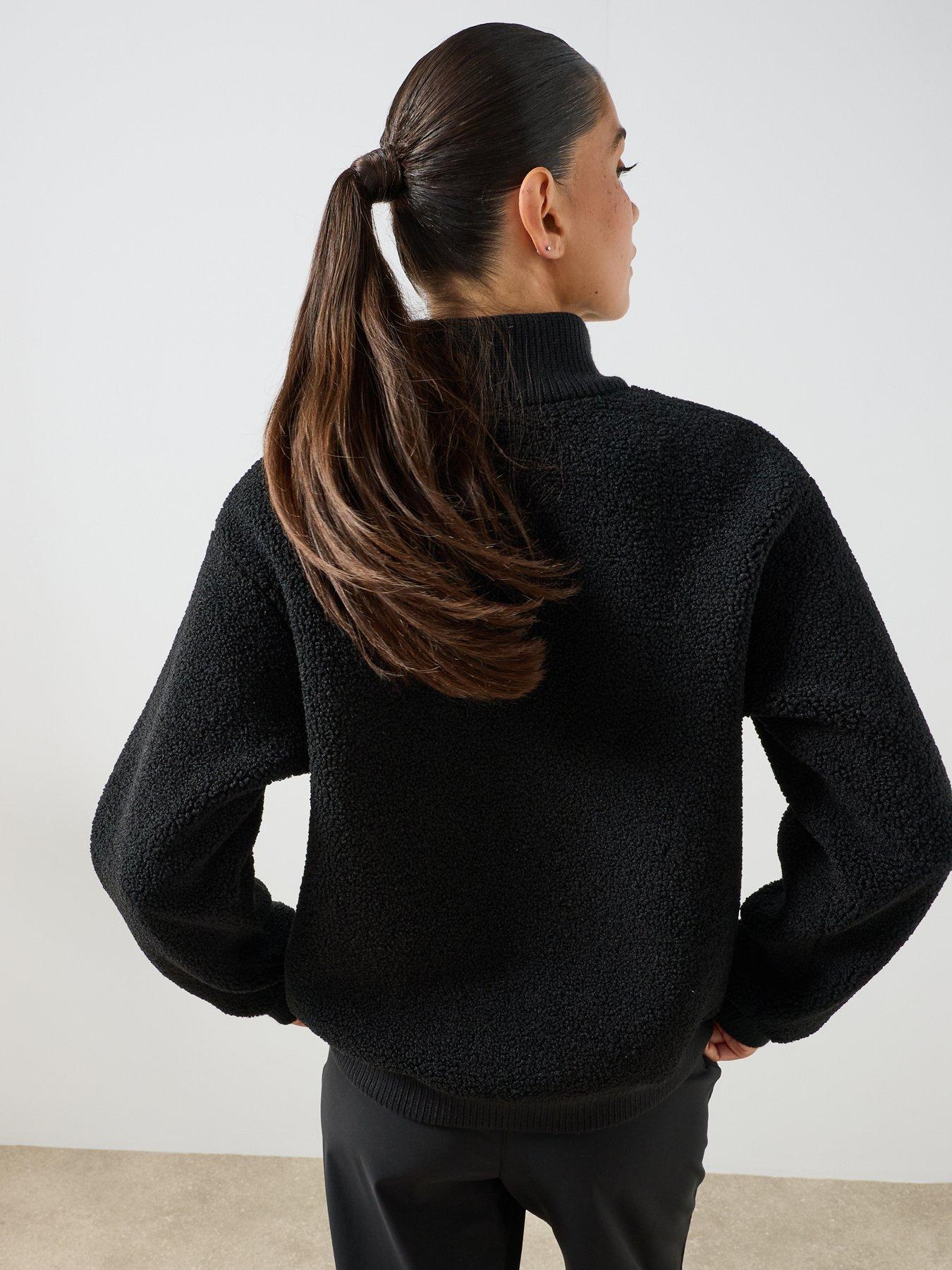Image 2 of 6 of Sweaty Betty Womens Training Plush Fleece Ribbed Half Zip - Black