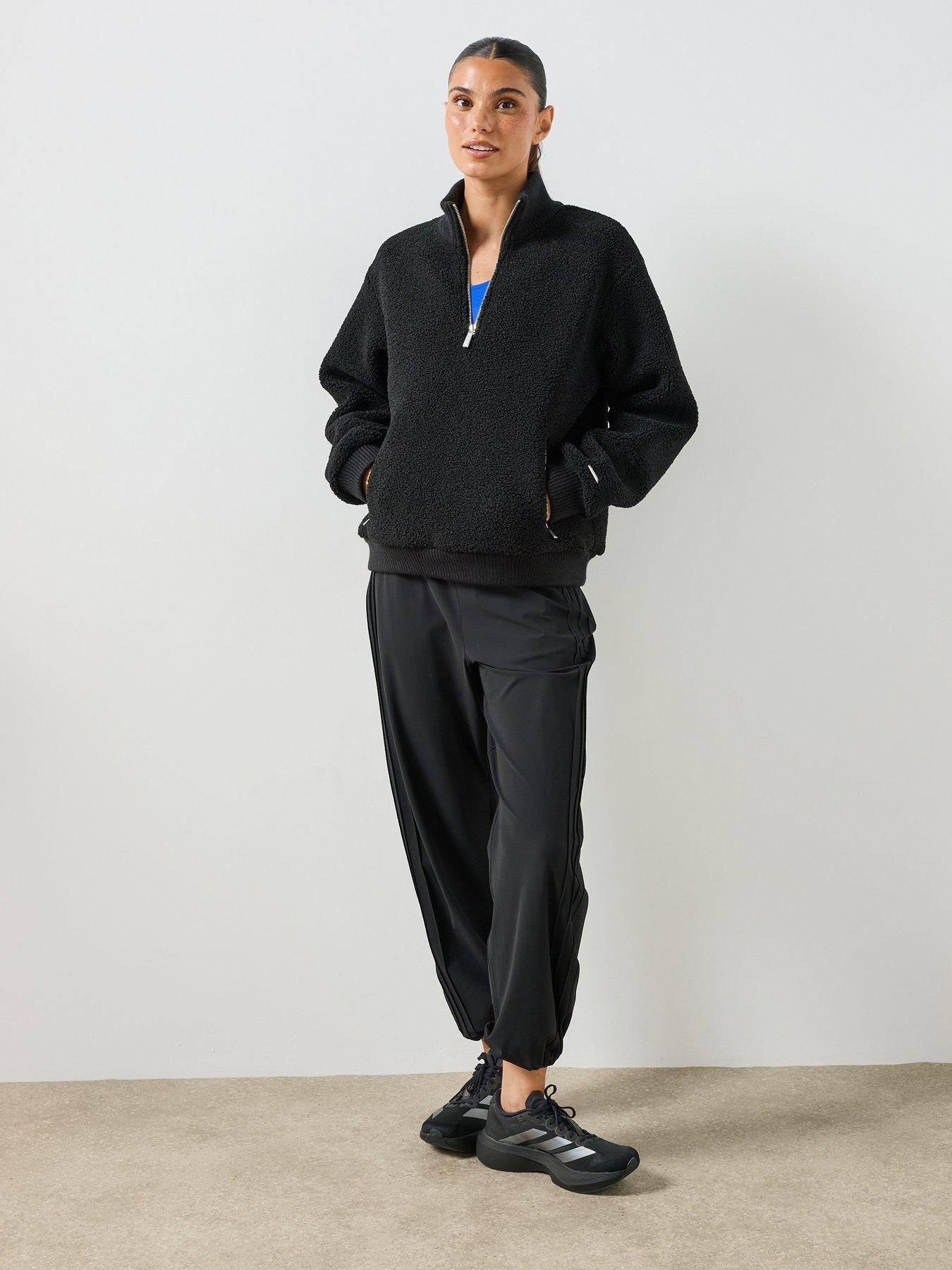 Image 3 of 6 of Sweaty Betty Womens Training Plush Fleece Ribbed Half Zip - Black