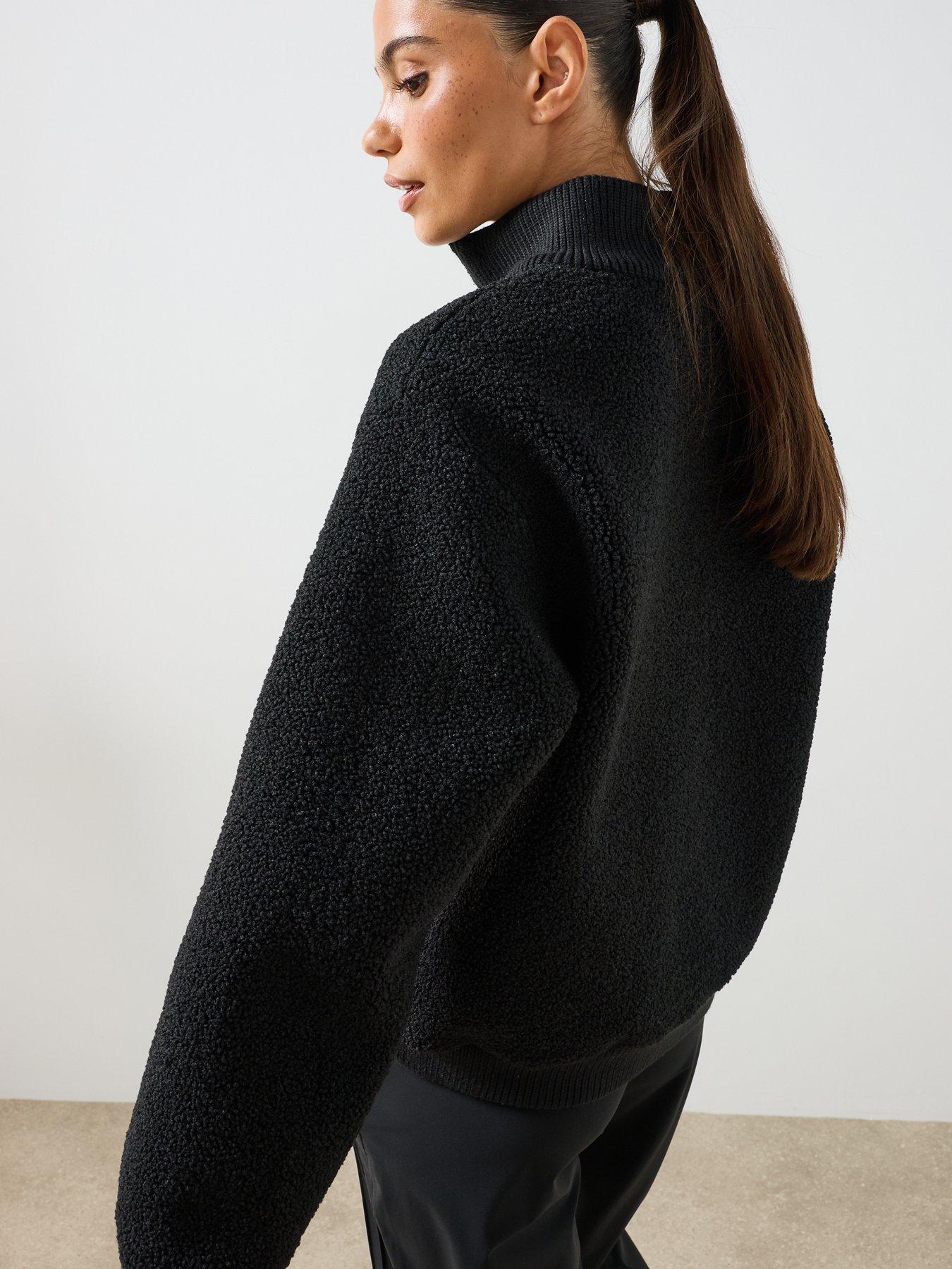 Image 5 of 6 of Sweaty Betty Womens Training Plush Fleece Ribbed Half Zip - Black