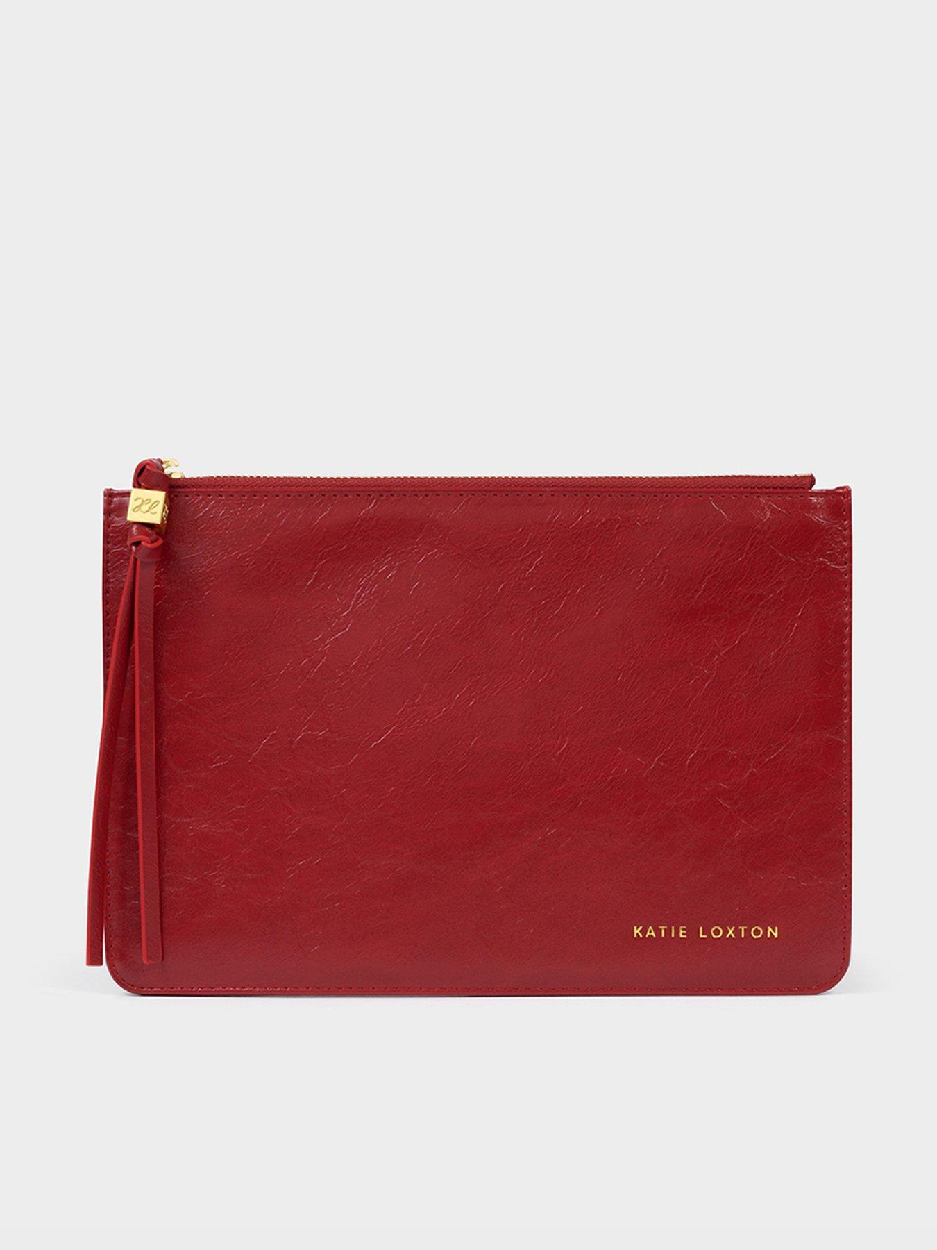 Katie Loxton Tassel Charm Patent Crackle Pouch - Red