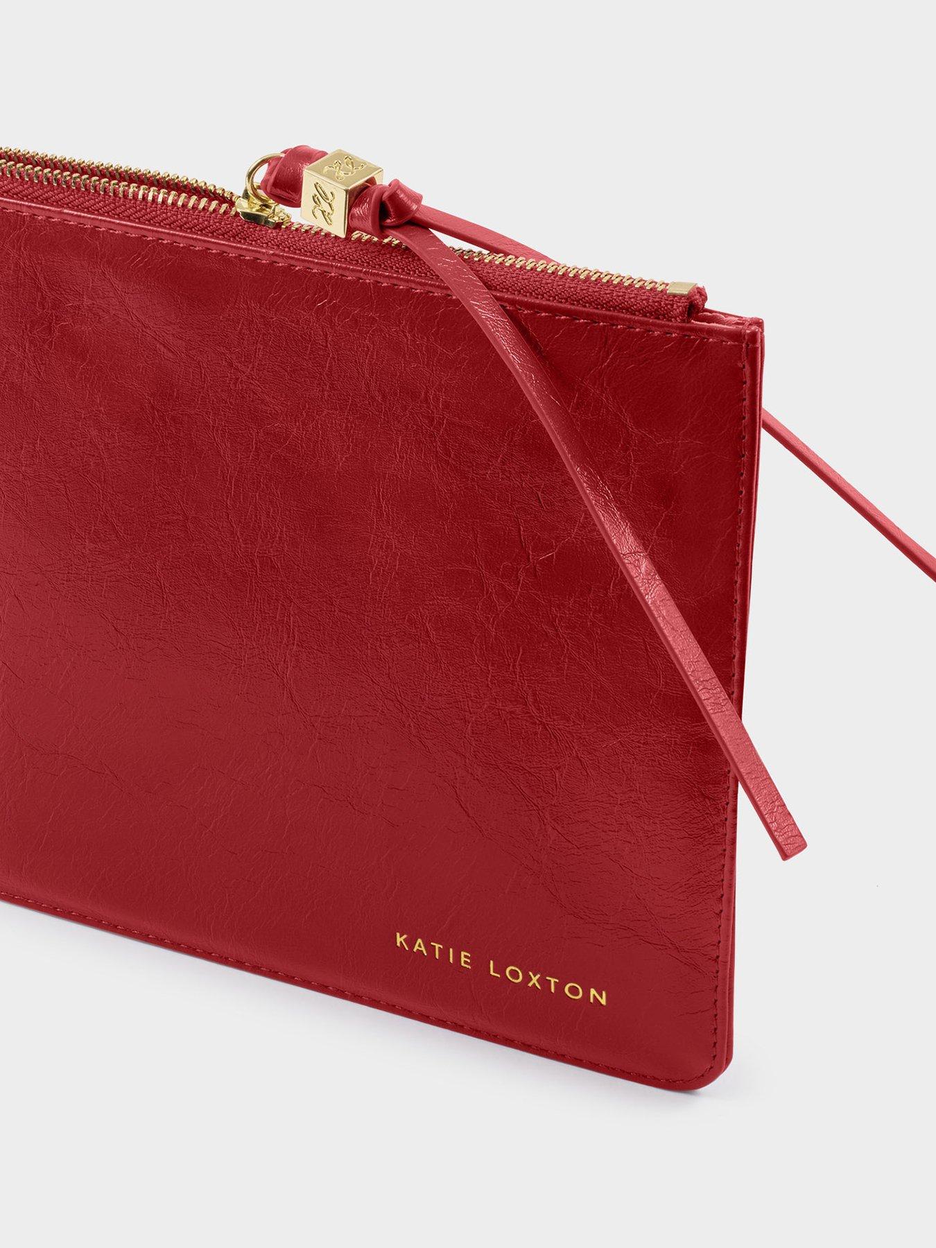 Image 4 of 5 of Katie Loxton Tassel Charm Patent Crackle Pouch - Red