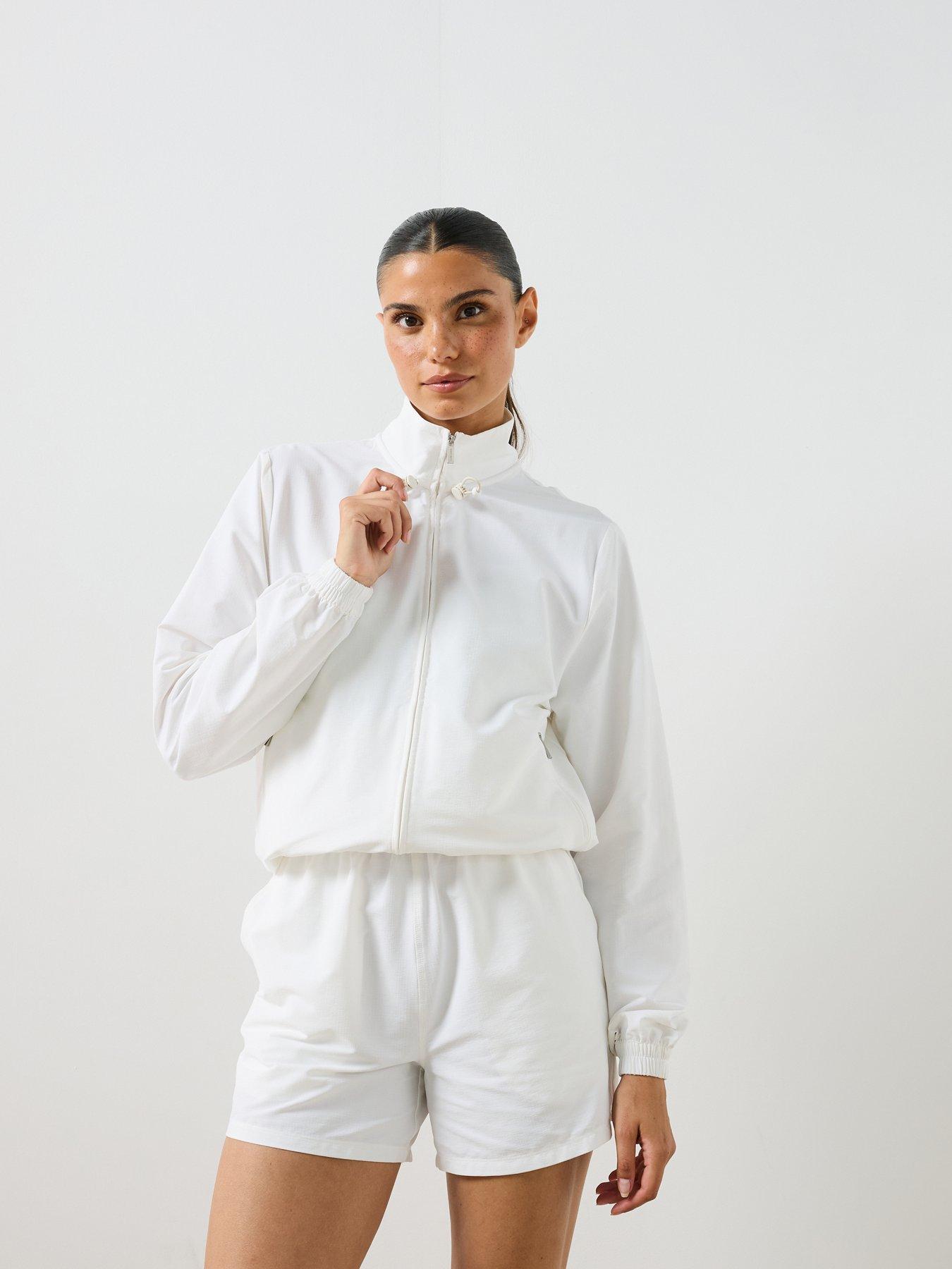 Sweaty Betty Womens Training Seersucker Textured Zip Up - White