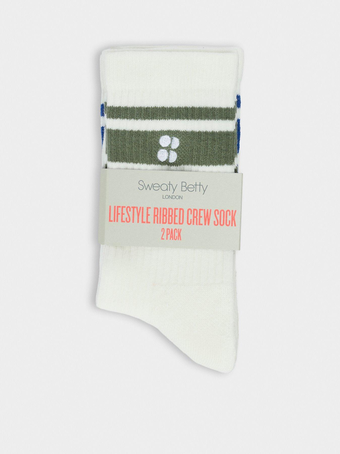 Image 3 of 3 of Sweaty Betty Womens Training Lifestyle Ribbed Crew Sock 2 Pack - White