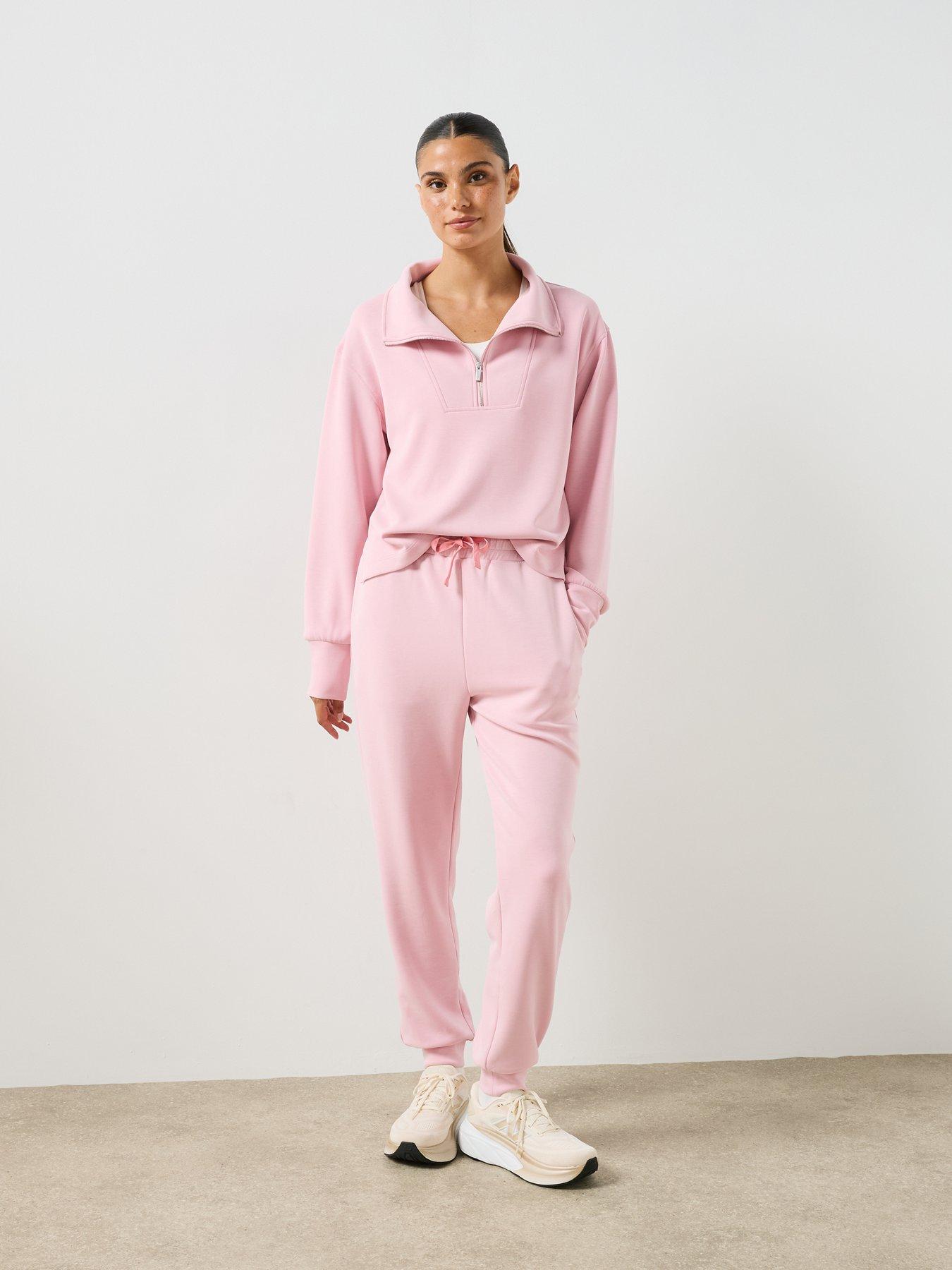 Image 3 of 6 of Sweaty Betty Sand Wash Half Zip Crop Sweatshirt - Pink