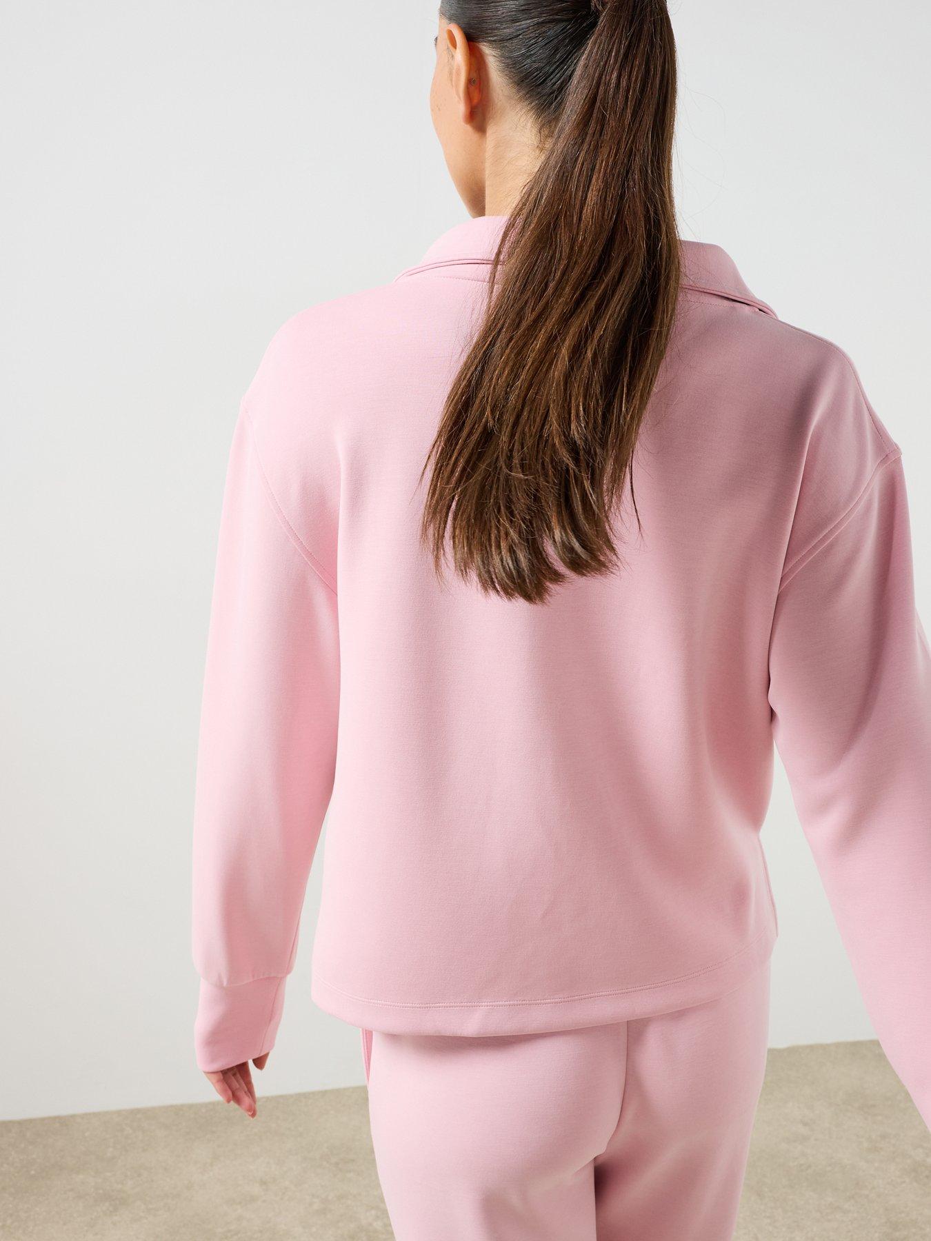 Image 4 of 6 of Sweaty Betty Sand Wash Half Zip Crop Sweatshirt - Pink