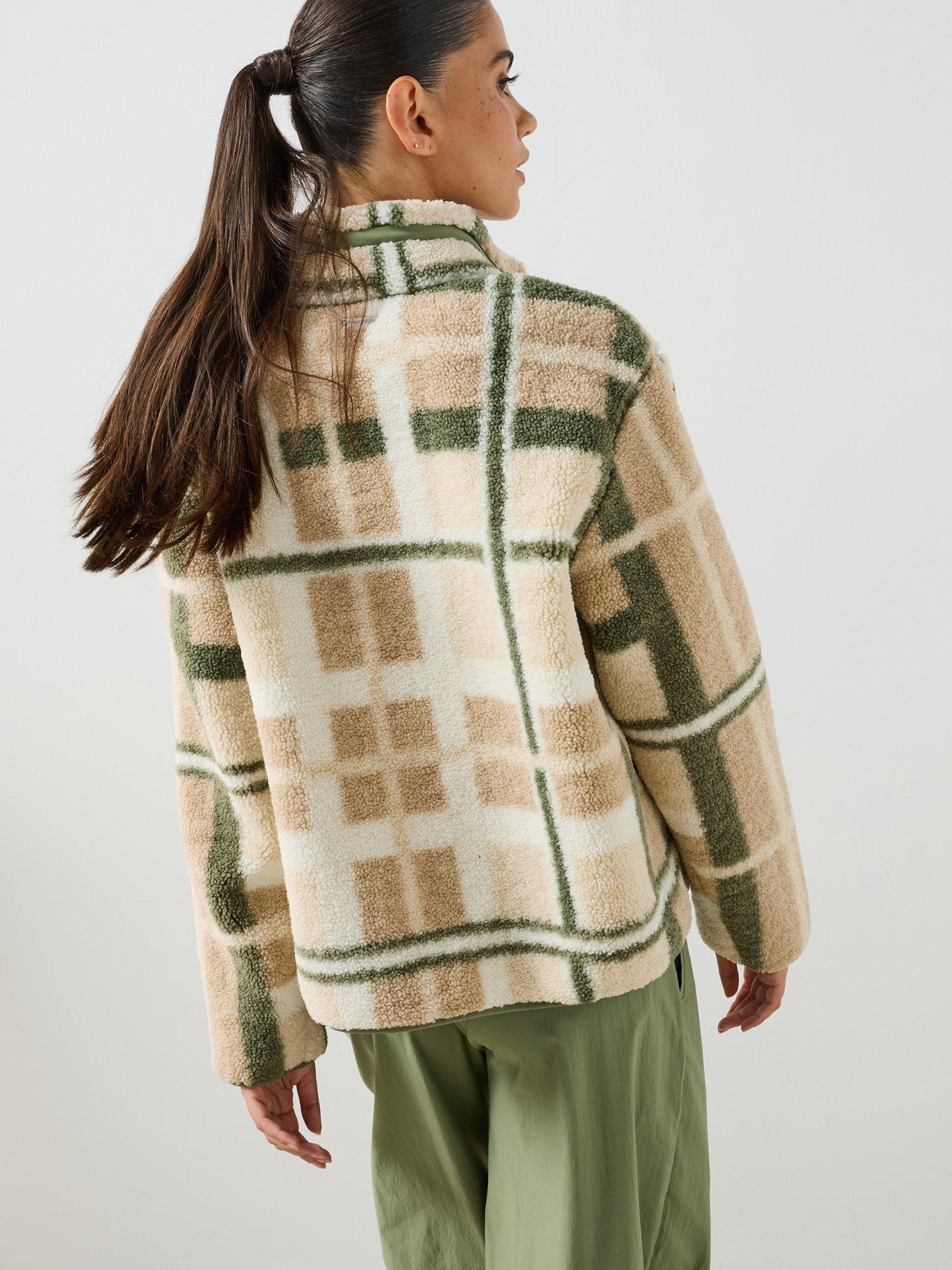 Image 2 of 6 of Sweaty Betty Womens Training Plush Fleece Contrast Full Zip Up Jacket - Beige
