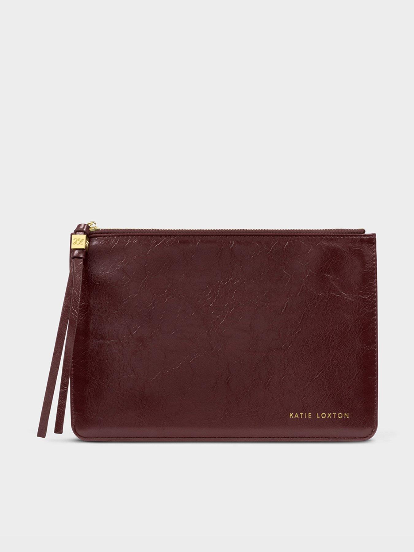 Image 1 of 5 of Katie Loxton Tassel Charm Patent Crackle Pouch - Red