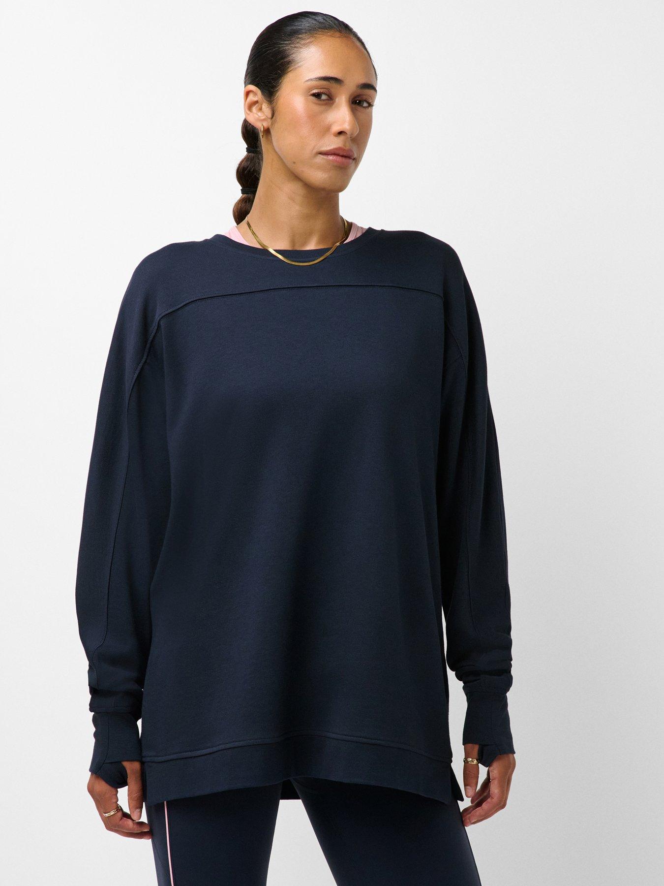 Sweaty Betty After Class Seam Detail Longline Sweatshirt - Navy
