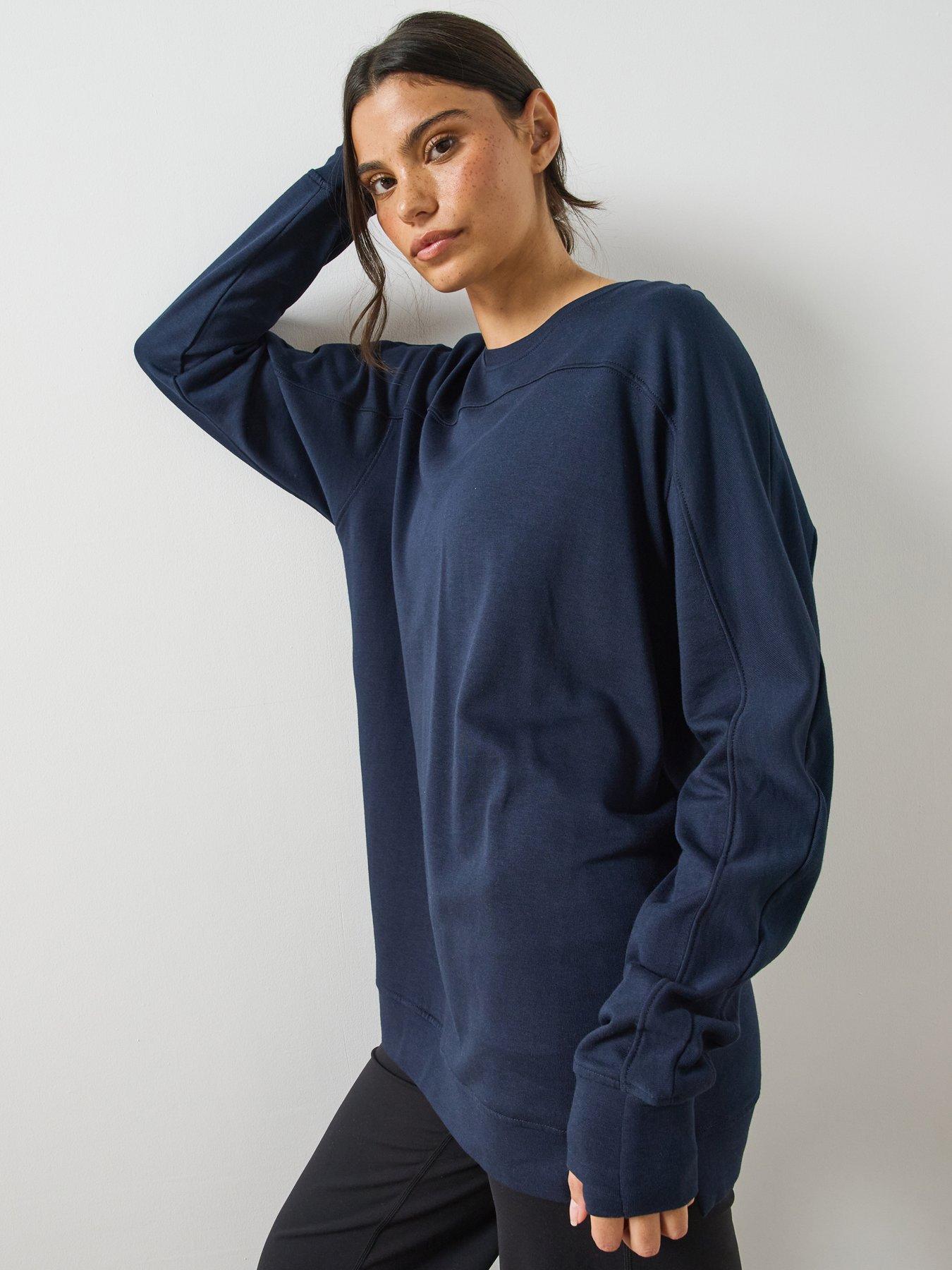 Sweaty Betty After Class Seam Detail Longline Sweatshirt - Navy