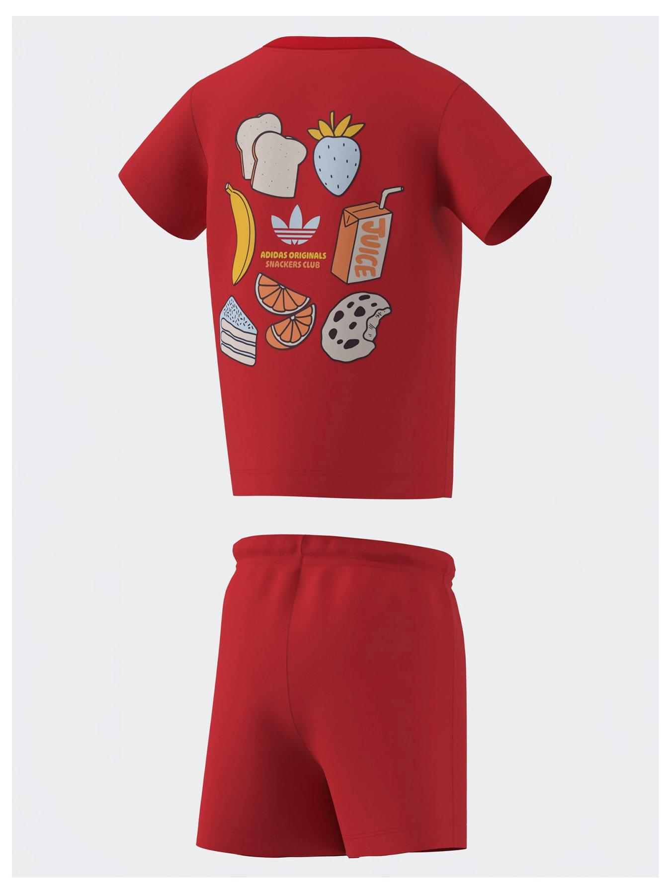Image 2 of 2 of adidas Originals Infant Snackers Club Graphic T-Shirt &amp; Short Set - Red