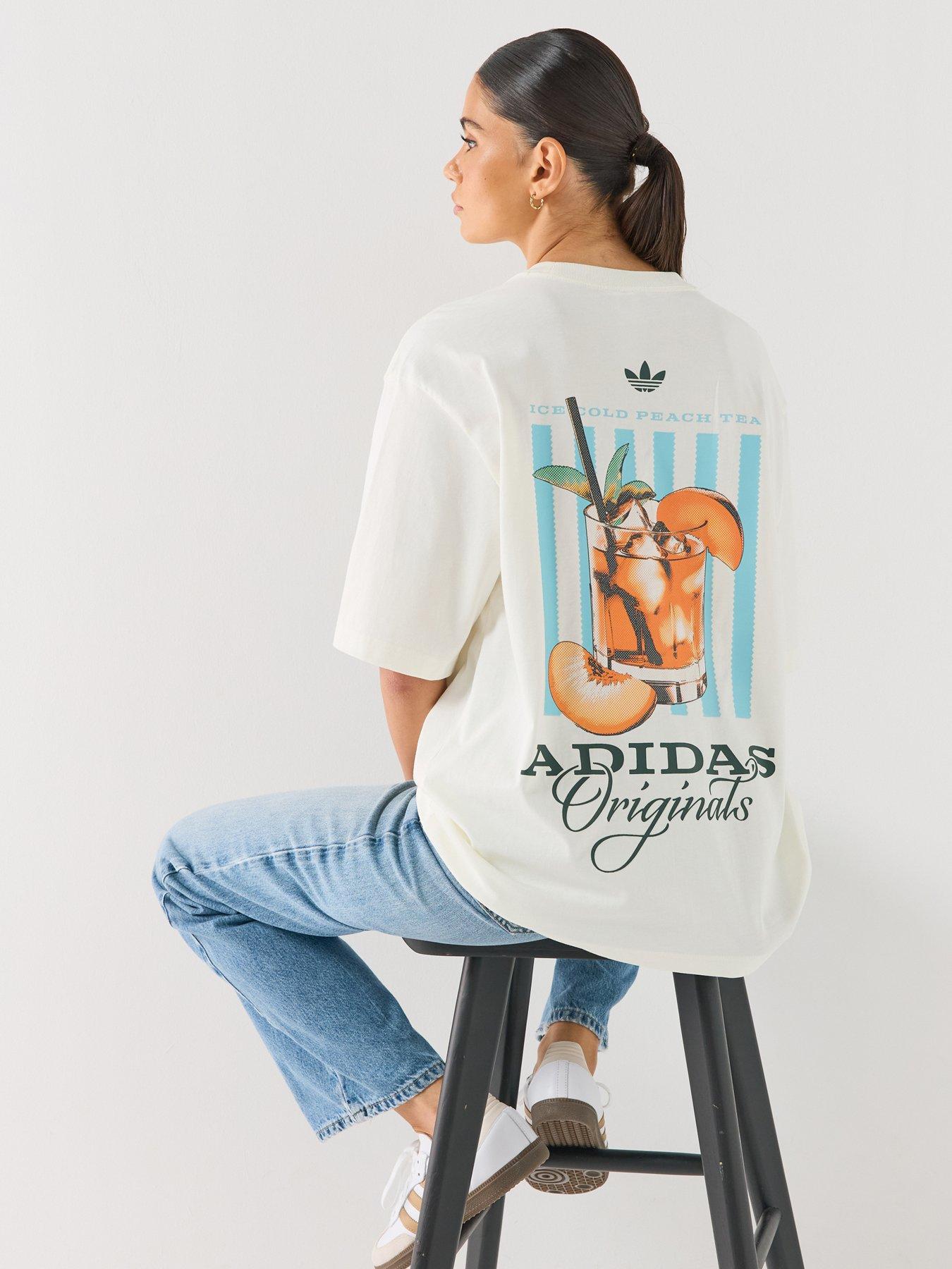 adidas Originals Womens Peach Tea Graphic Tee - White