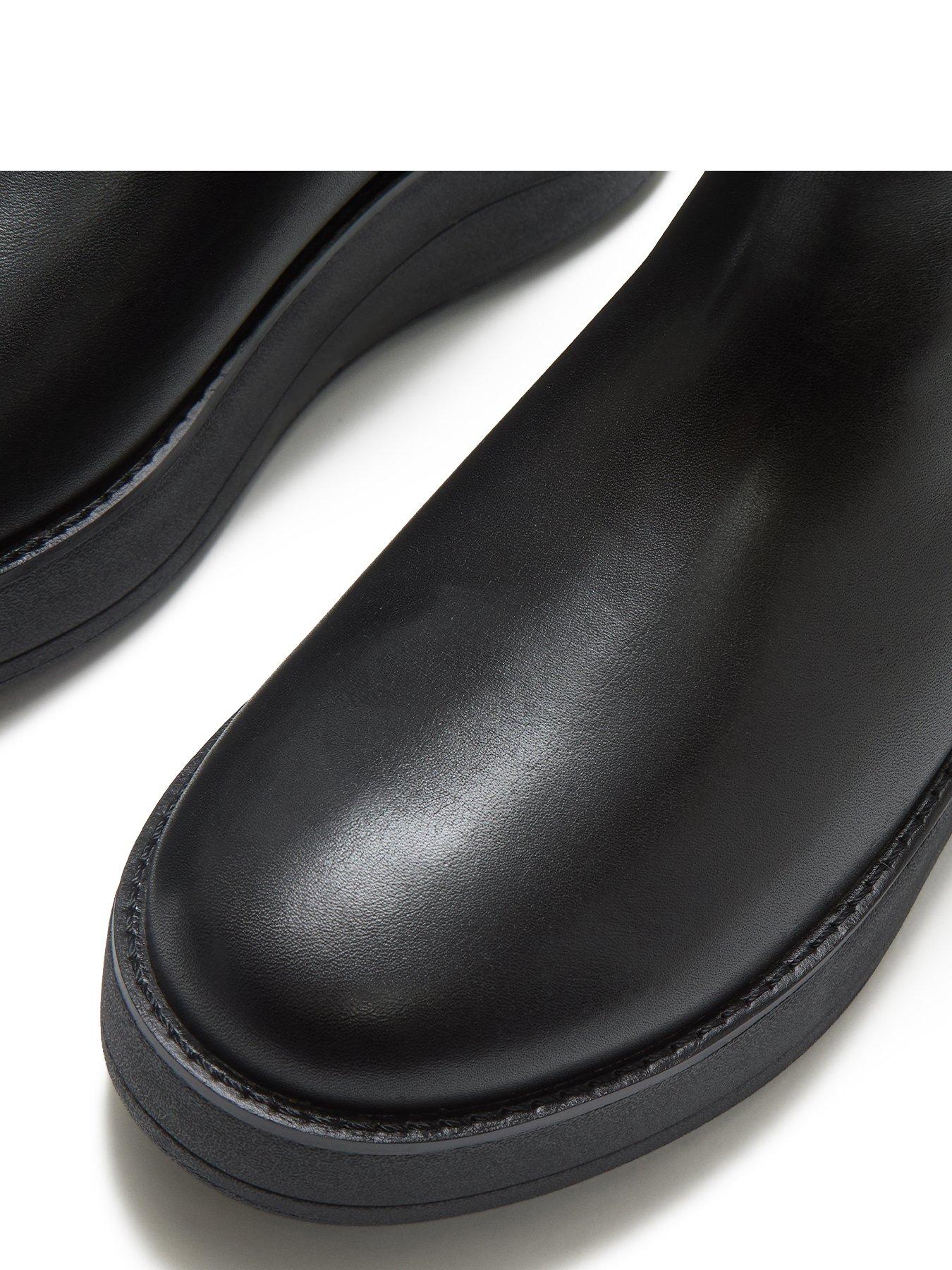 Image 4 of 5 of FitFlop Womens Ribbed Knit Collar Low Heel Ankle Boots - Black