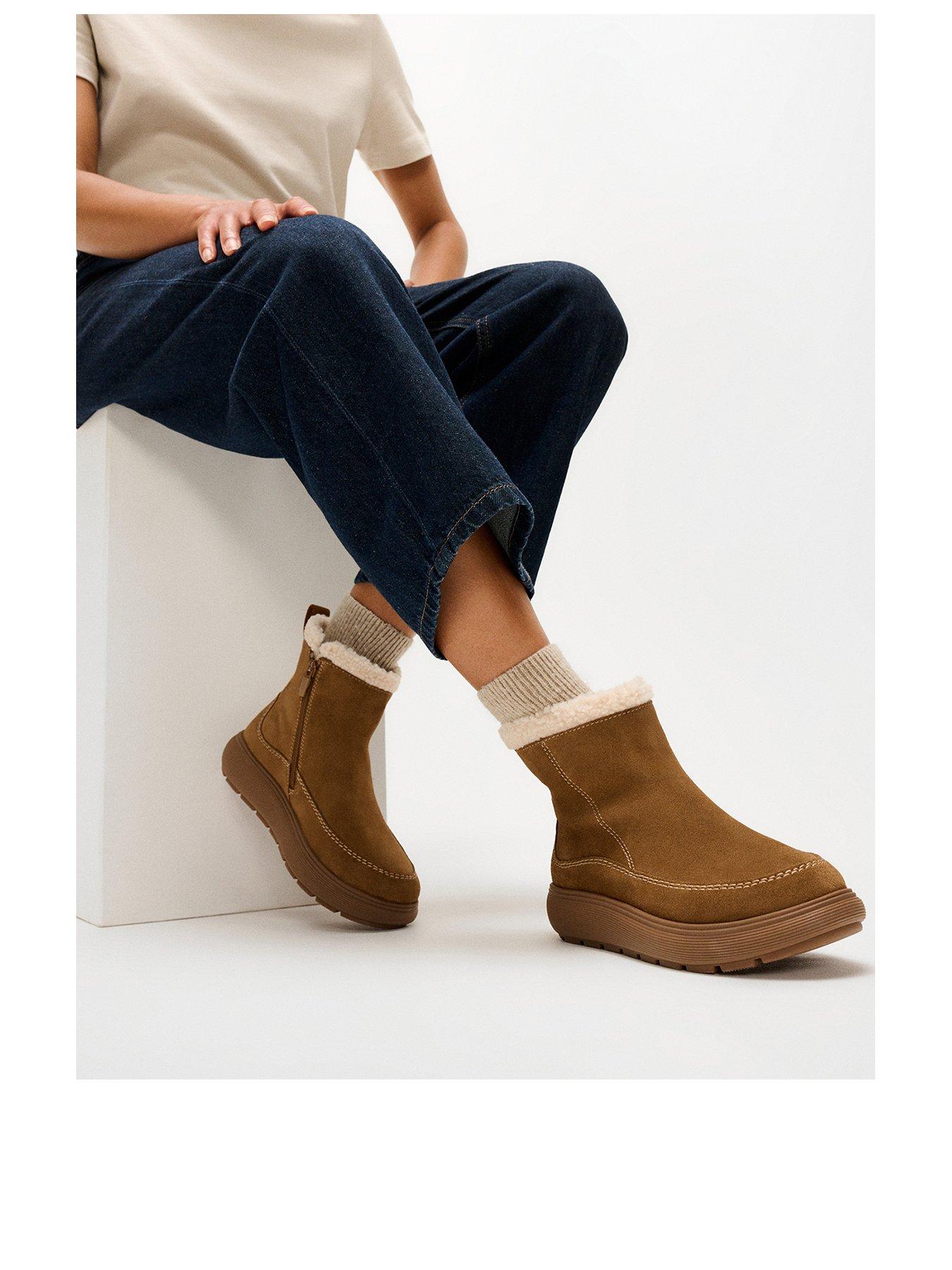 Image 2 of 5 of FitFlop Womens Relaxed Zip Suede Casual Boots - Brown