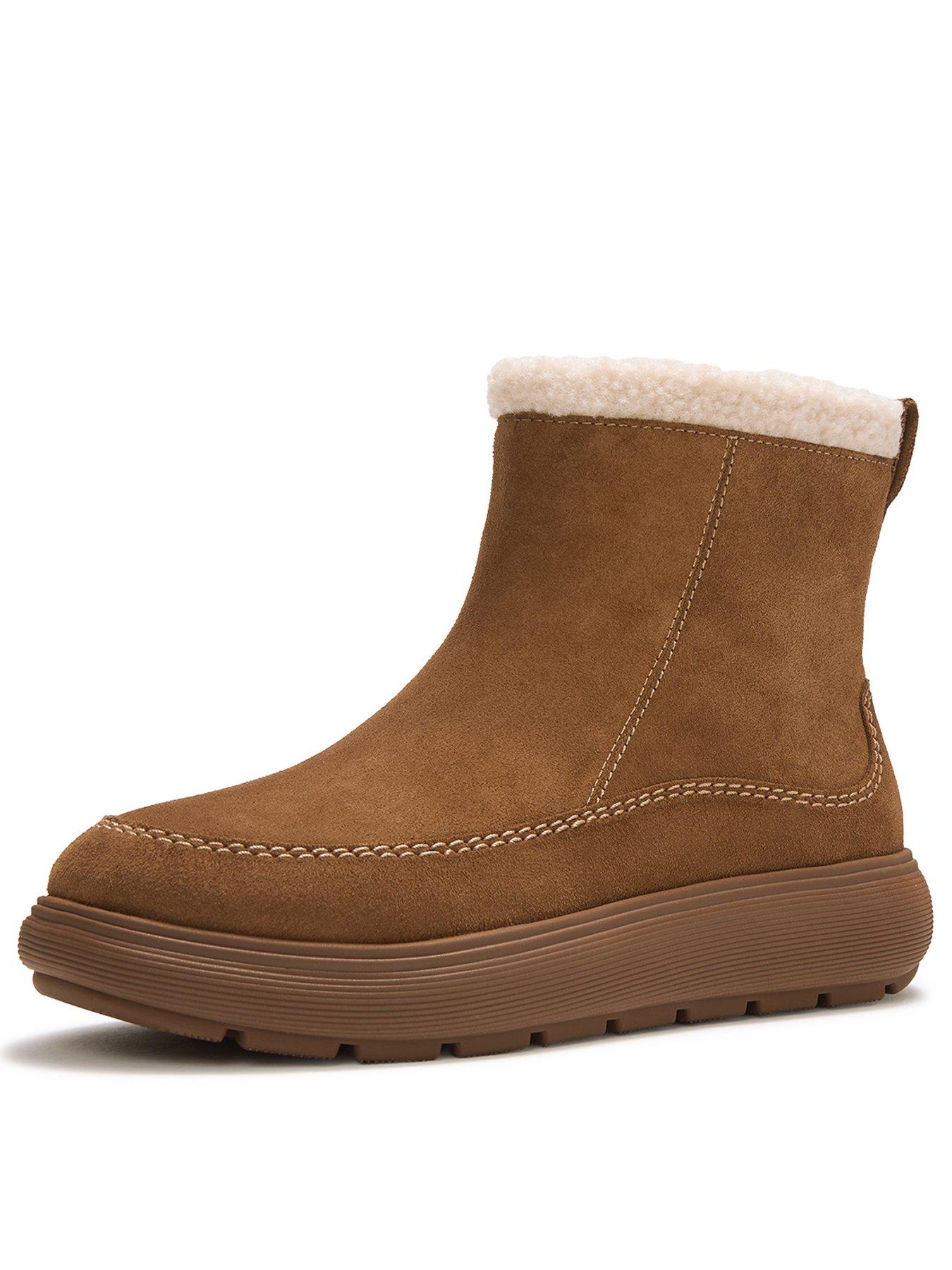 Image 3 of 5 of FitFlop Womens Relaxed Zip Suede Casual Boots - Brown