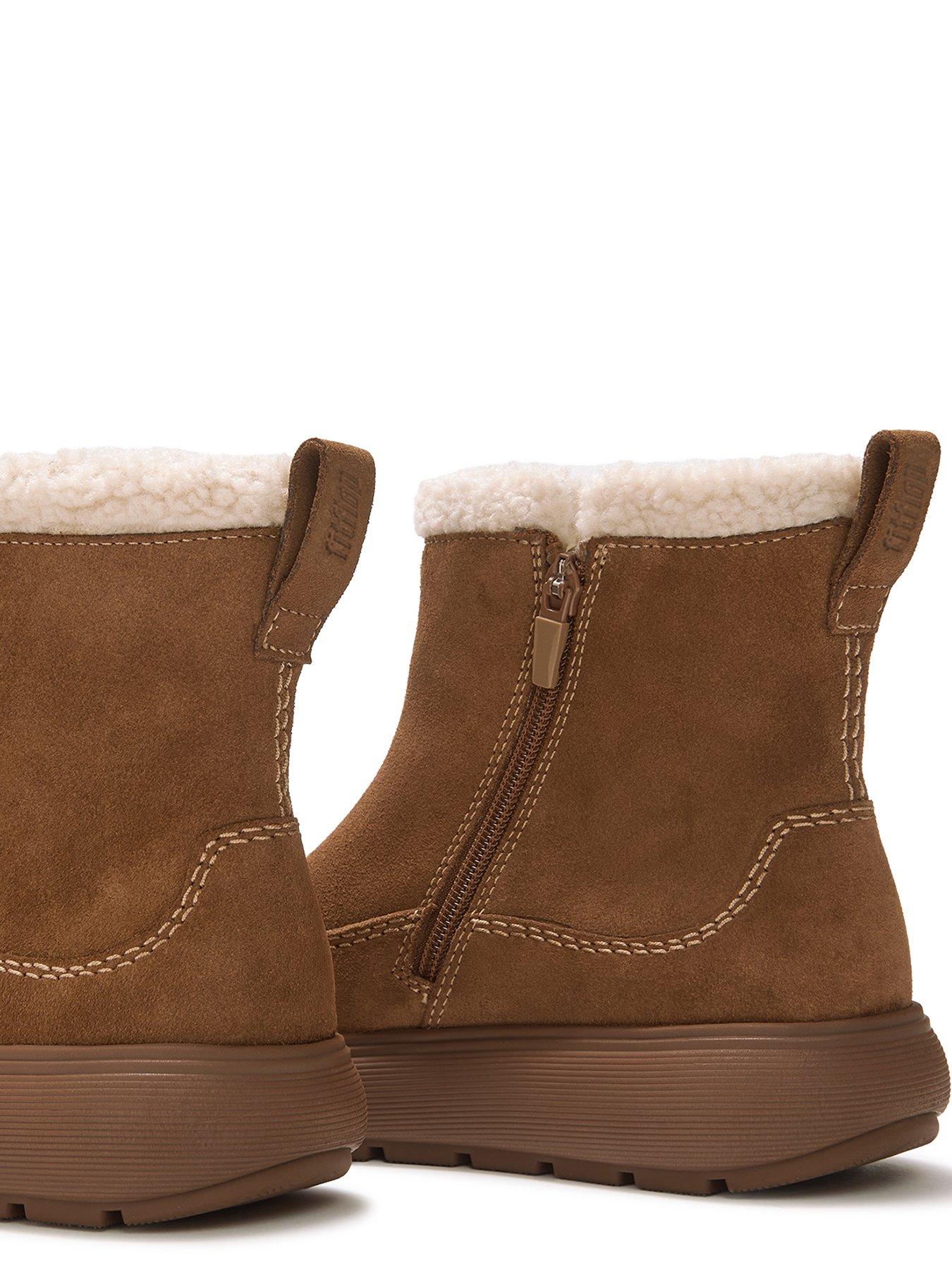 Image 5 of 5 of FitFlop Womens Relaxed Zip Suede Casual Boots - Brown