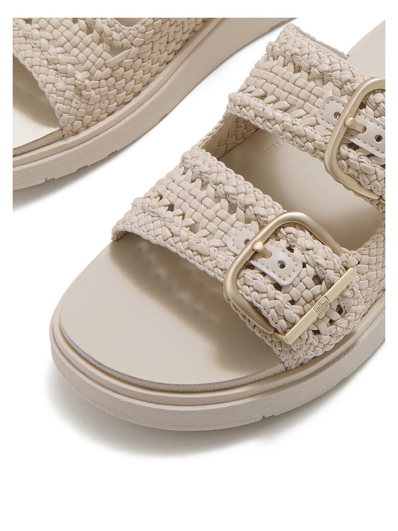 Image 4 of 6 of FitFlop Womens Gen-FF Woven Two Bar Slides - Beige