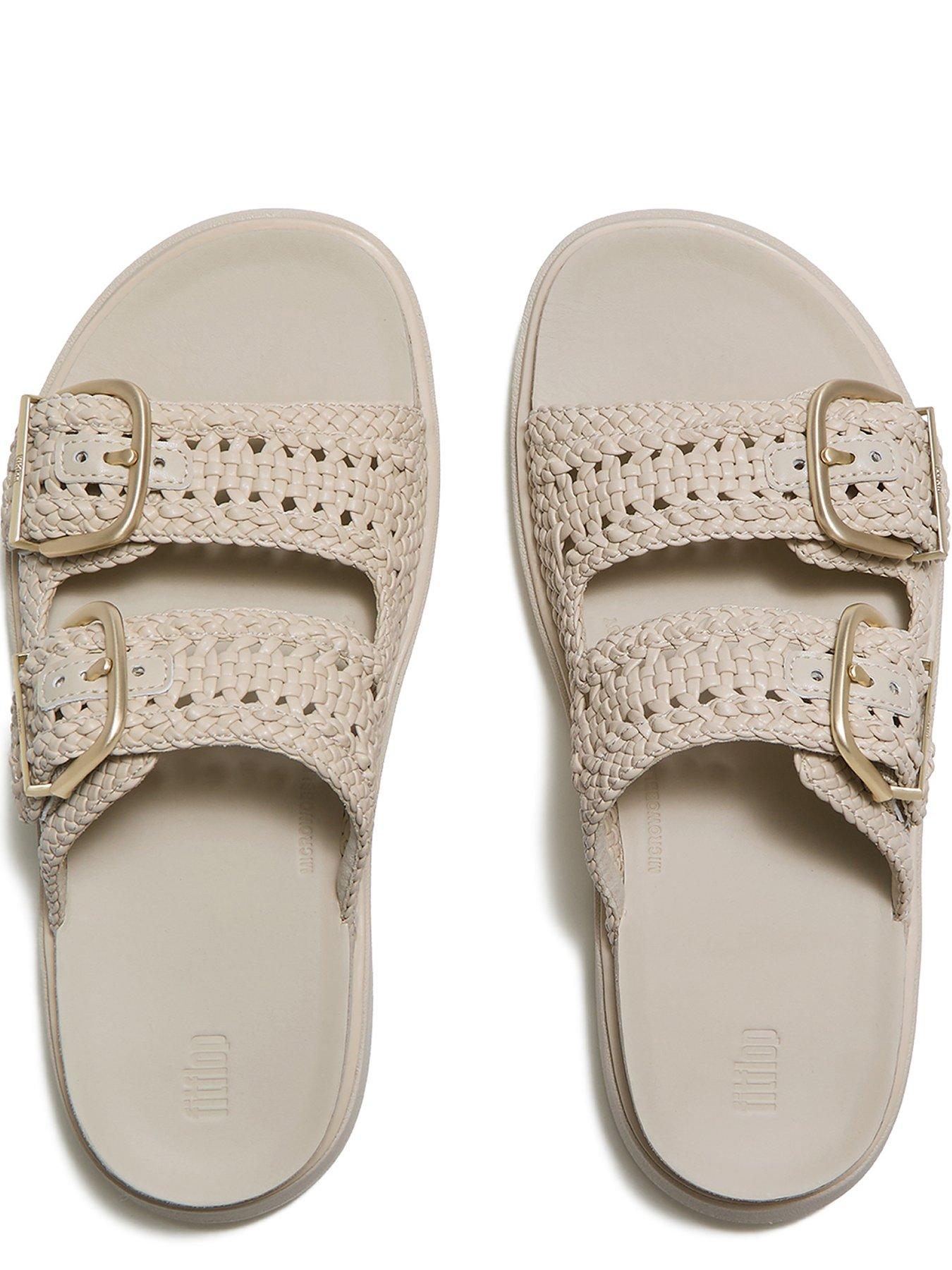 Image 5 of 6 of FitFlop Womens Gen-FF Woven Two Bar Slides - Beige