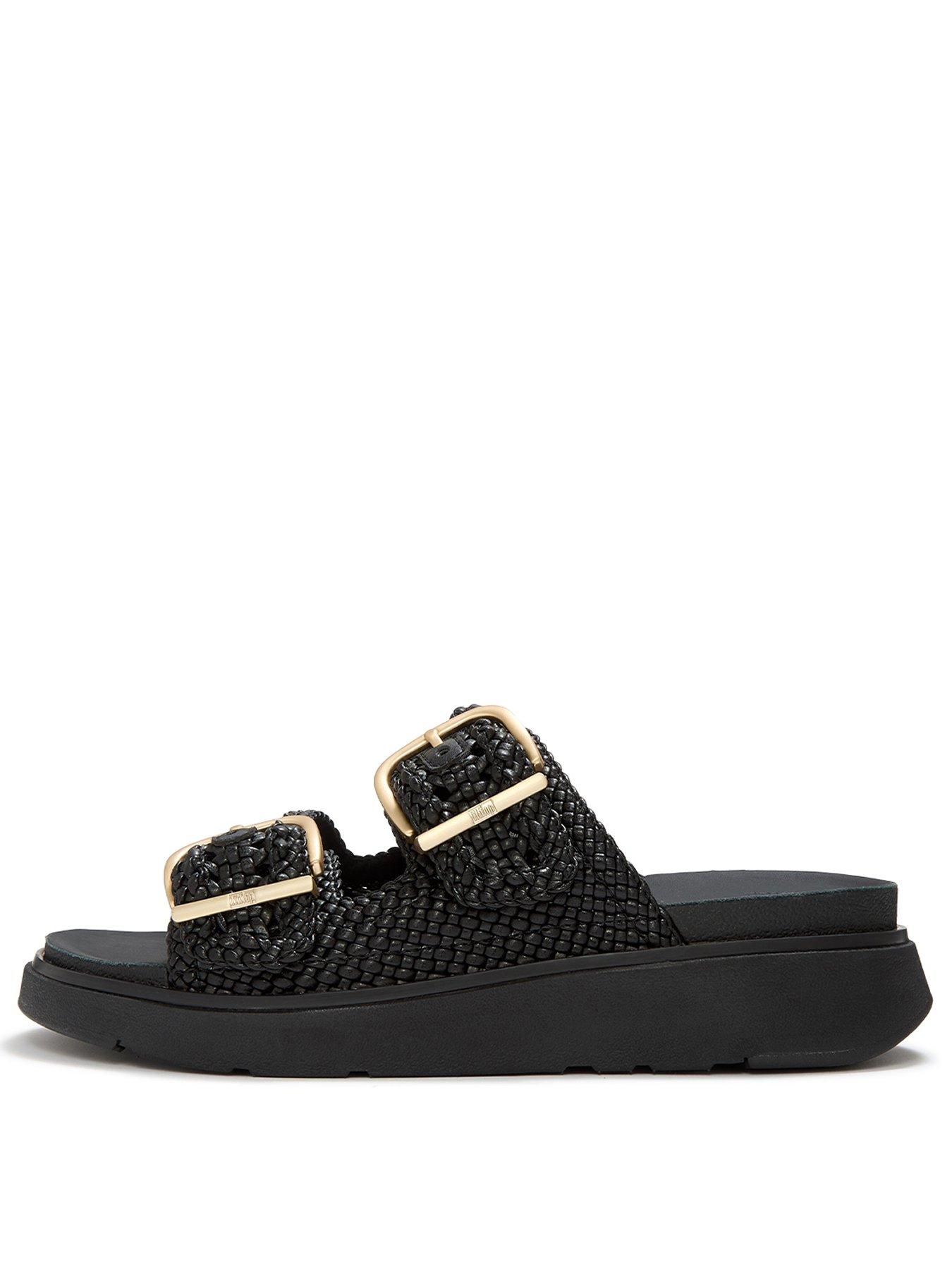 Image 2 of 6 of FitFlop Womens Gen-FF Woven Two Bar Slides - Black