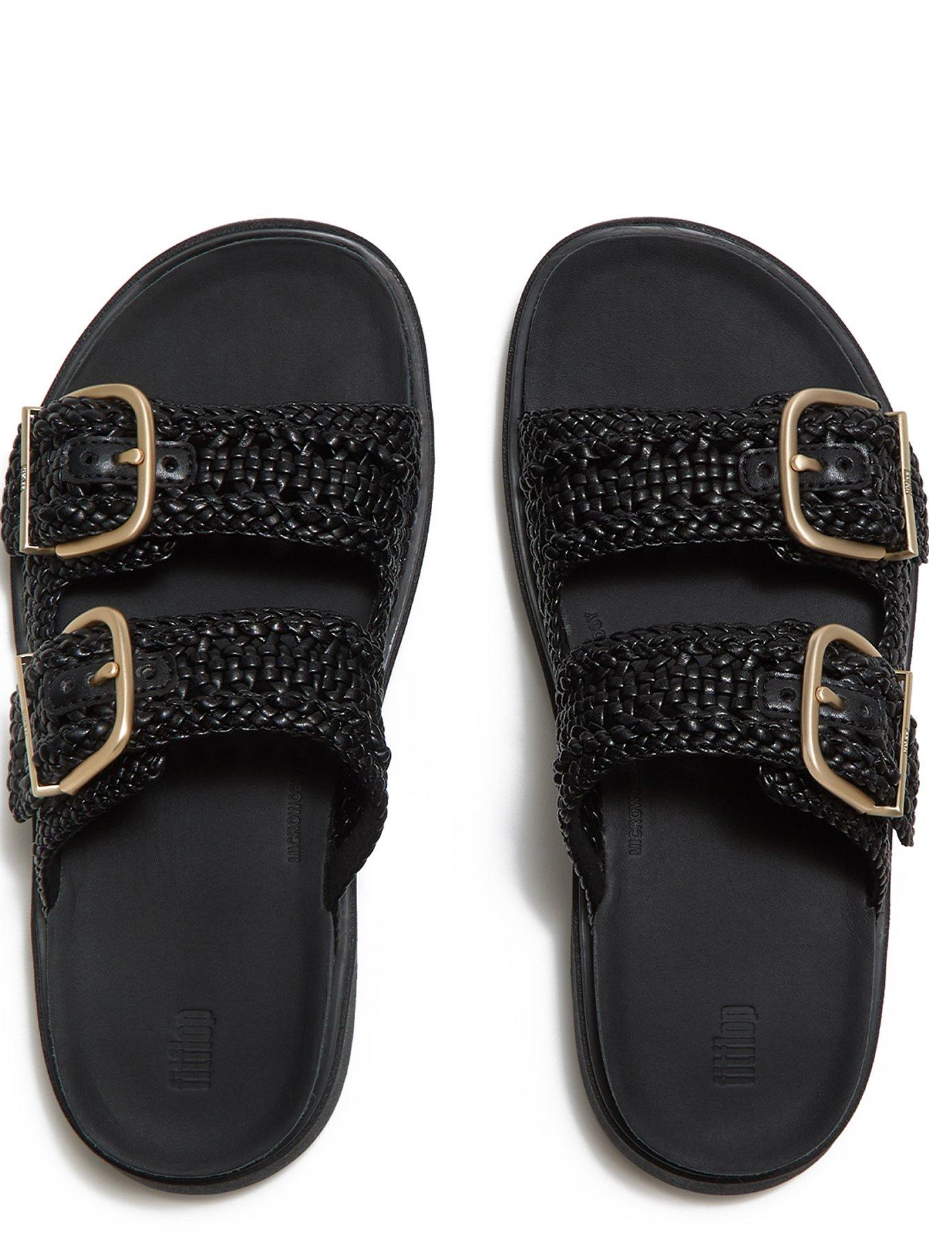 Image 5 of 6 of FitFlop Womens Gen-FF Woven Two Bar Slides - Black