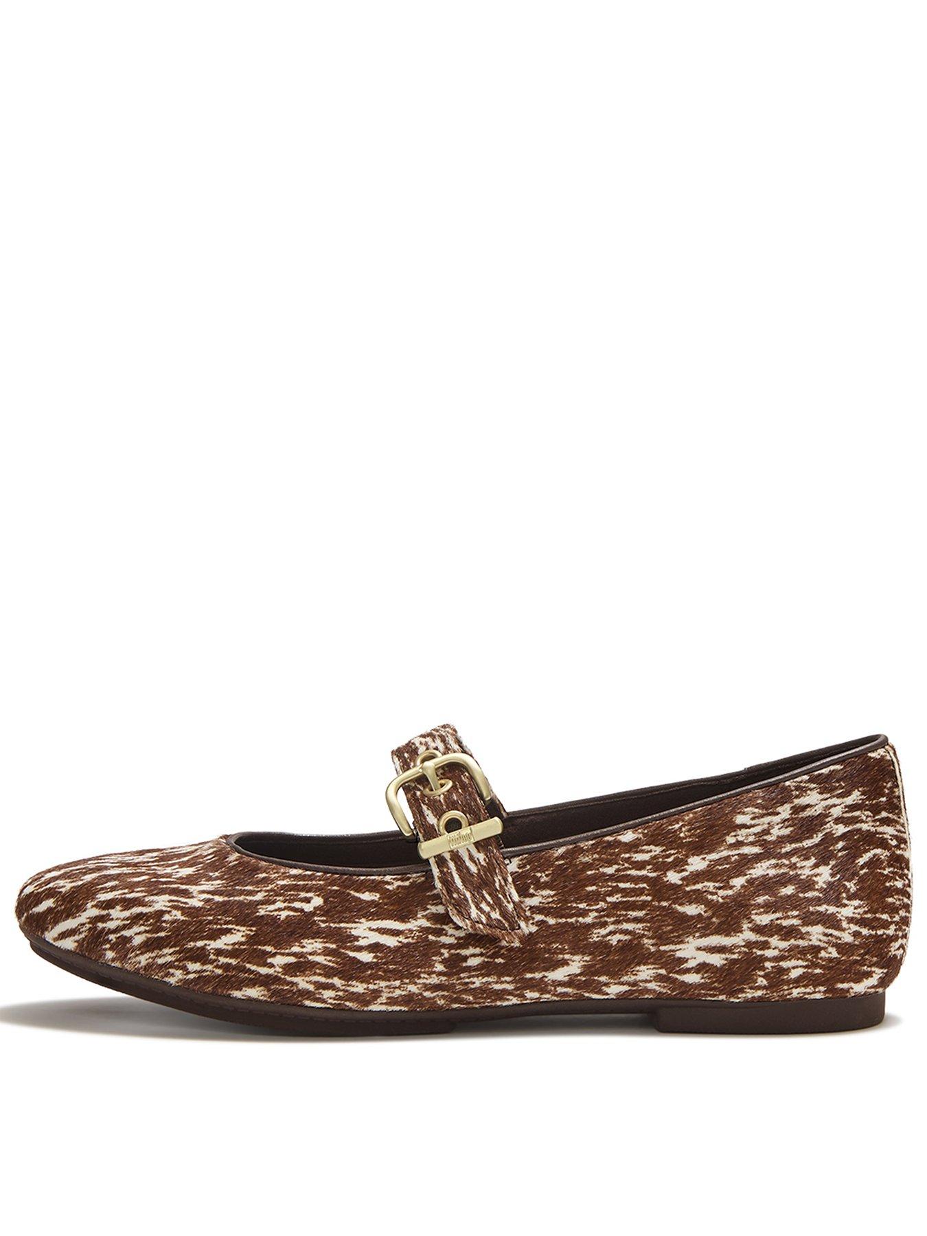 Image 1 of 7 of FitFlop Womens Delicato Pony Cow Gold Buckle Mary Janes - Multi