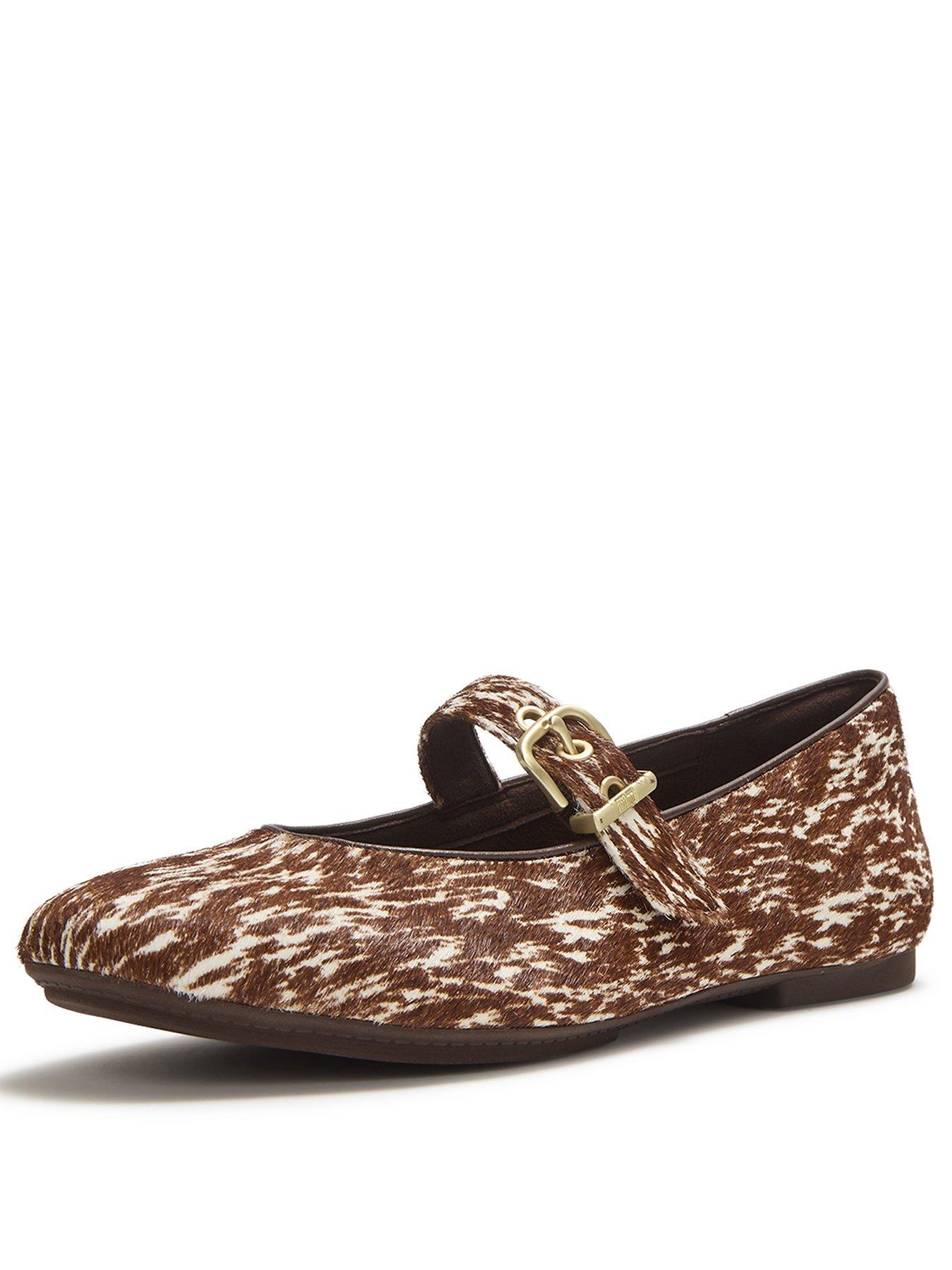 Image 3 of 7 of FitFlop Womens Delicato Pony Cow Gold Buckle Mary Janes - Multi