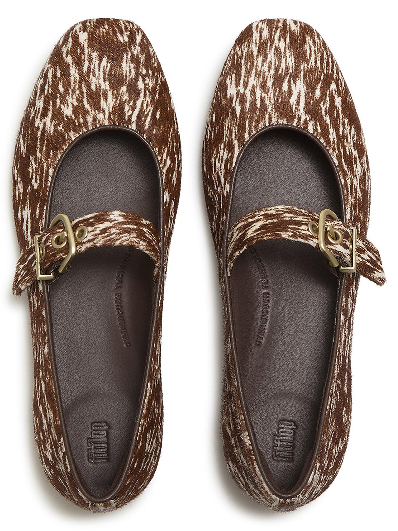 Image 5 of 7 of FitFlop Womens Delicato Pony Cow Gold Buckle Mary Janes - Multi