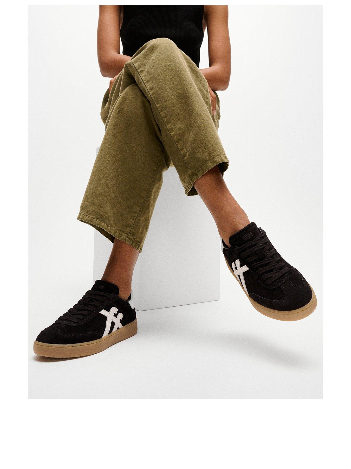 Image 2 of 5 of FitFlop THE DASH T-TOE SUEDE SNEAKERS - Black Urban