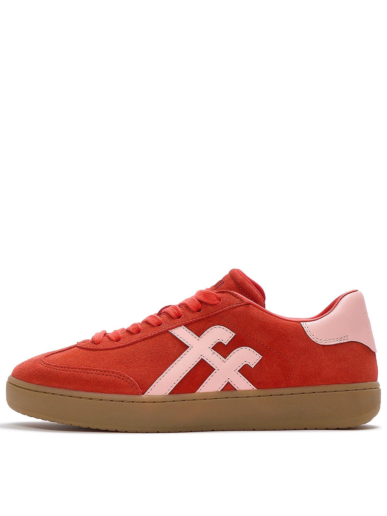 Image 1 of 5 of FitFlop FitFlop Womens Suede T-Toe Supportive Trainers - Red