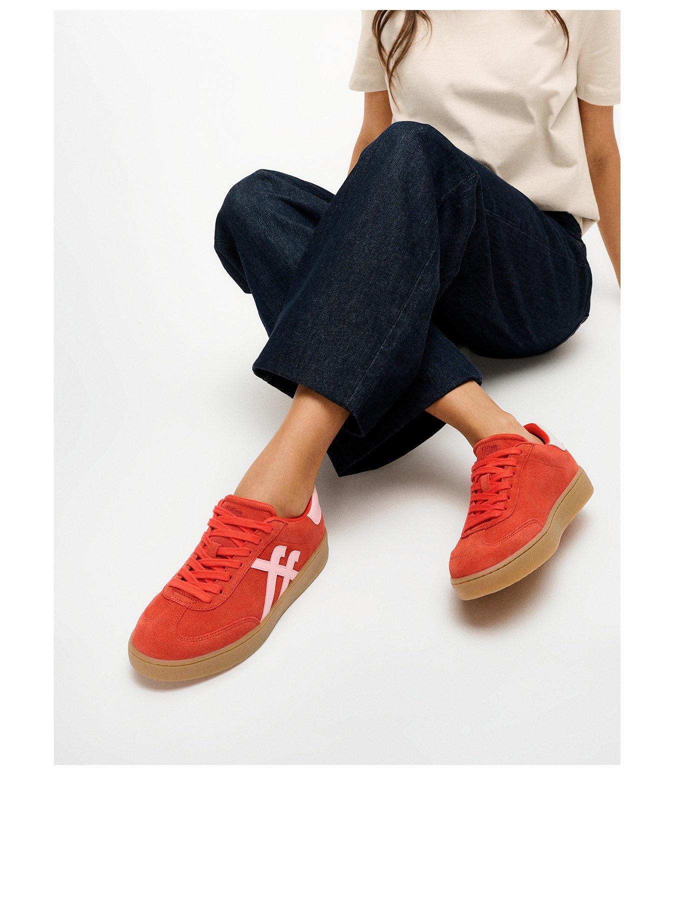 Image 2 of 5 of FitFlop FitFlop Womens Suede T-Toe Supportive Trainers - Red