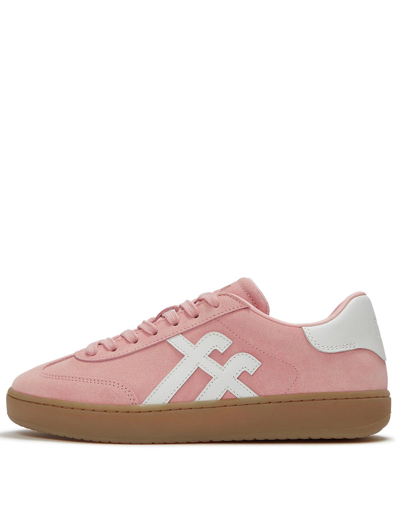 Image 1 of 5 of FitFlop Womens Dash T-Toe Suede Lace-Up Sneakers - Warm Pink