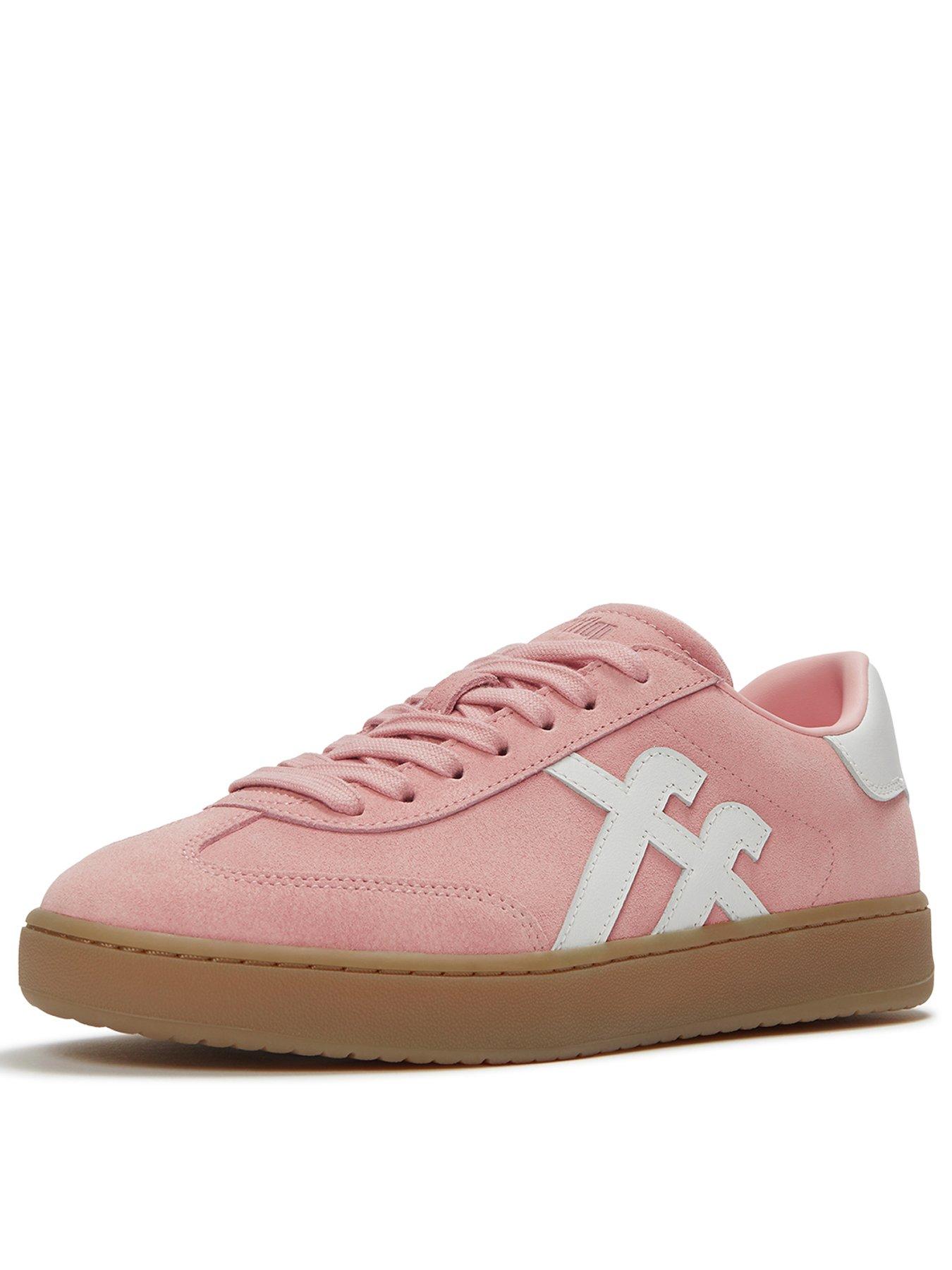 Image 3 of 5 of FitFlop Womens Dash T-Toe Suede Lace-Up Sneakers - Warm Pink