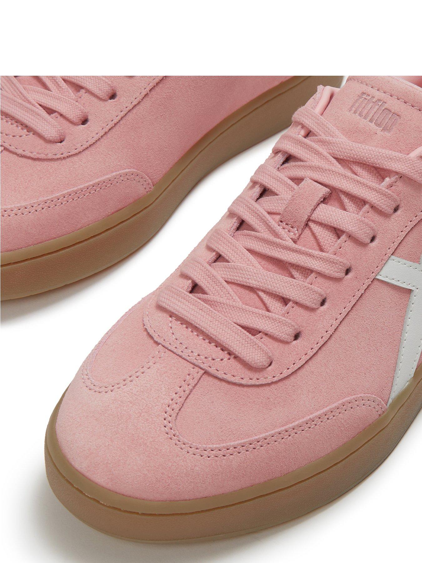 Image 4 of 5 of FitFlop Womens Dash T-Toe Suede Lace-Up Sneakers - Warm Pink