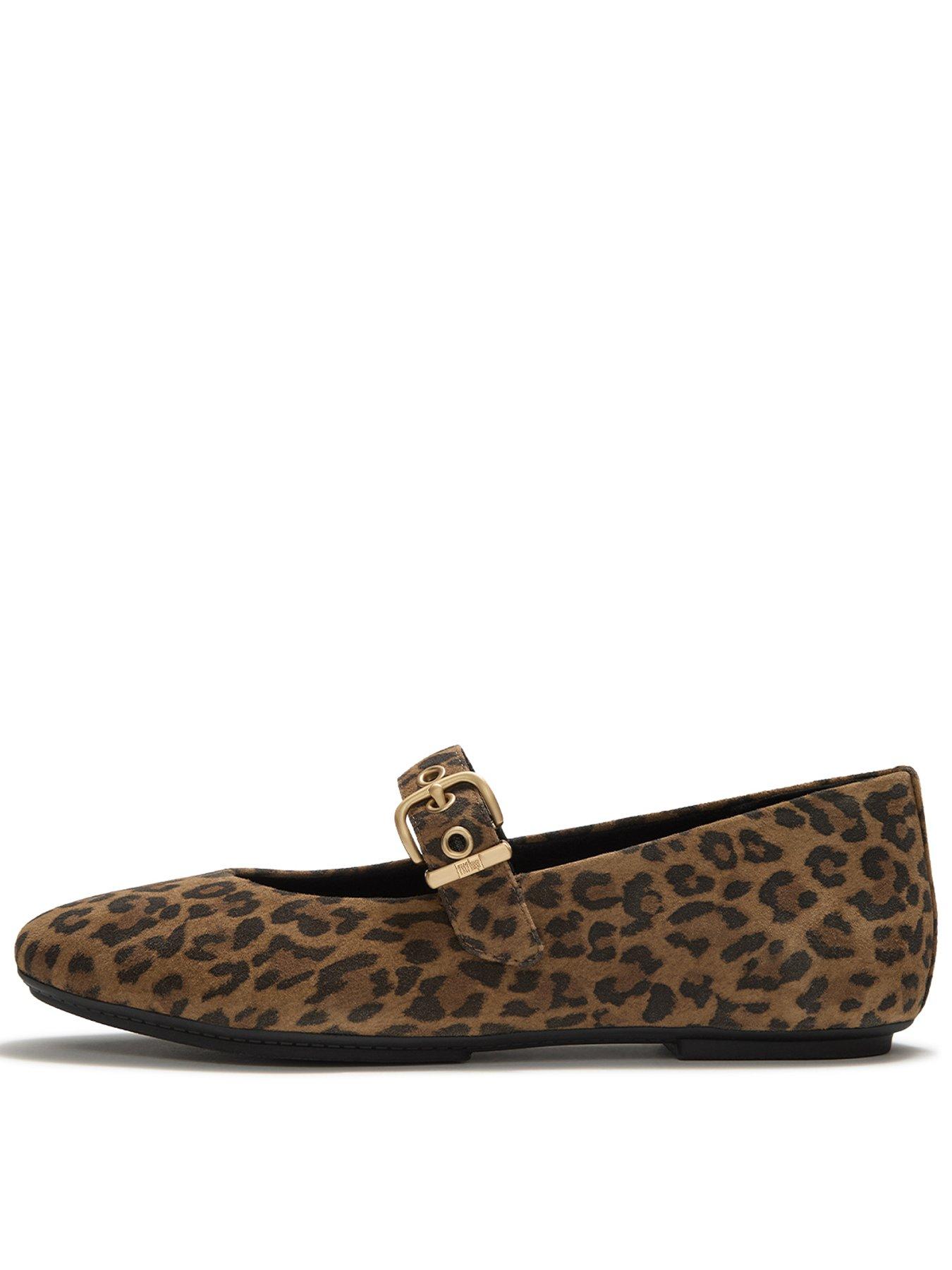 Image 1 of 6 of FitFlop Womens Delicato Leopard-Print Suede Mary Janes - Multi