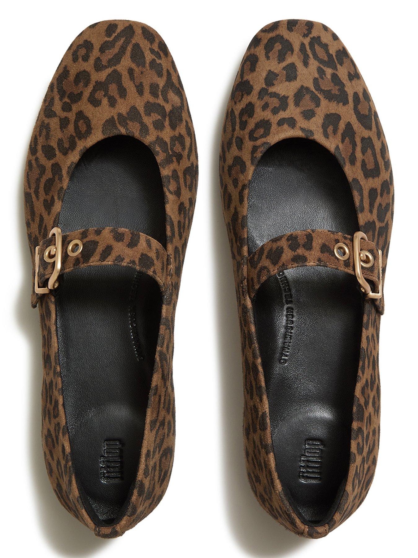 Image 5 of 6 of FitFlop Womens Delicato Leopard-Print Suede Mary Janes - Multi