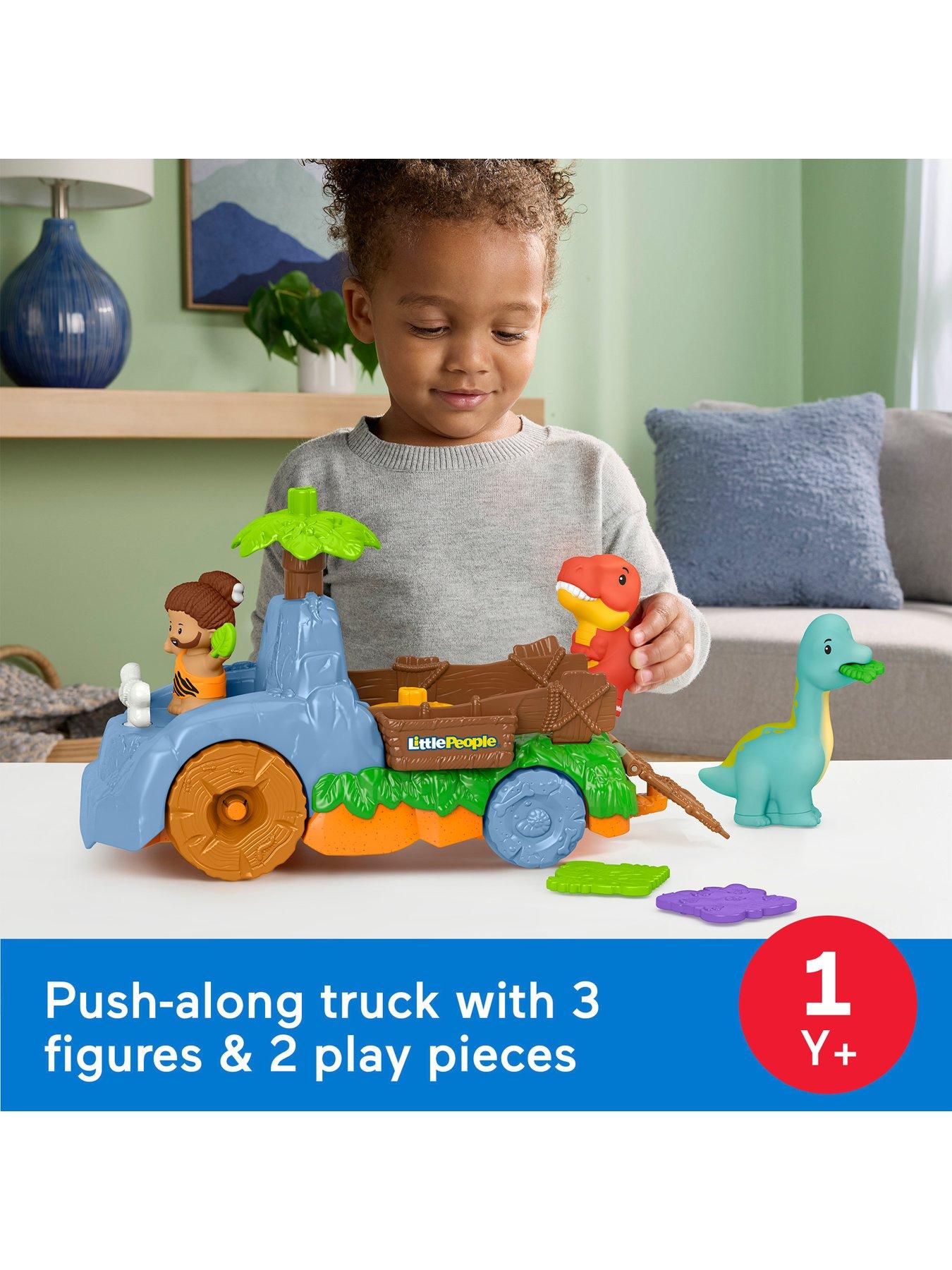 Image 2 of 7 of Fisher-Price Little People Little People Dino Wobble Truck, 6-Piece Dinosaur Play&nbsp;Set for Toddlers