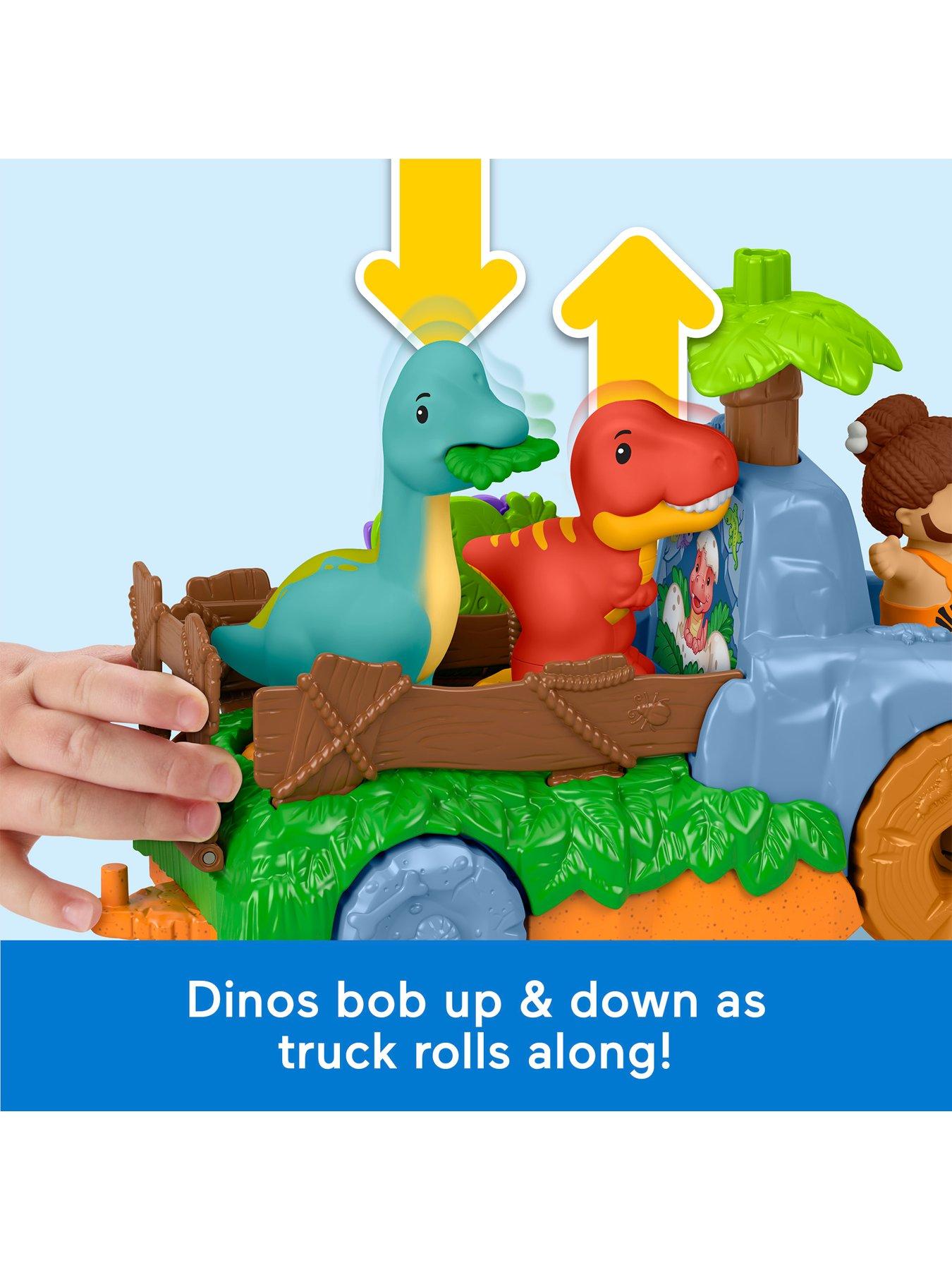 Image 3 of 7 of Fisher-Price Little People Little People Dino Wobble Truck, 6-Piece Dinosaur Play&nbsp;Set for Toddlers