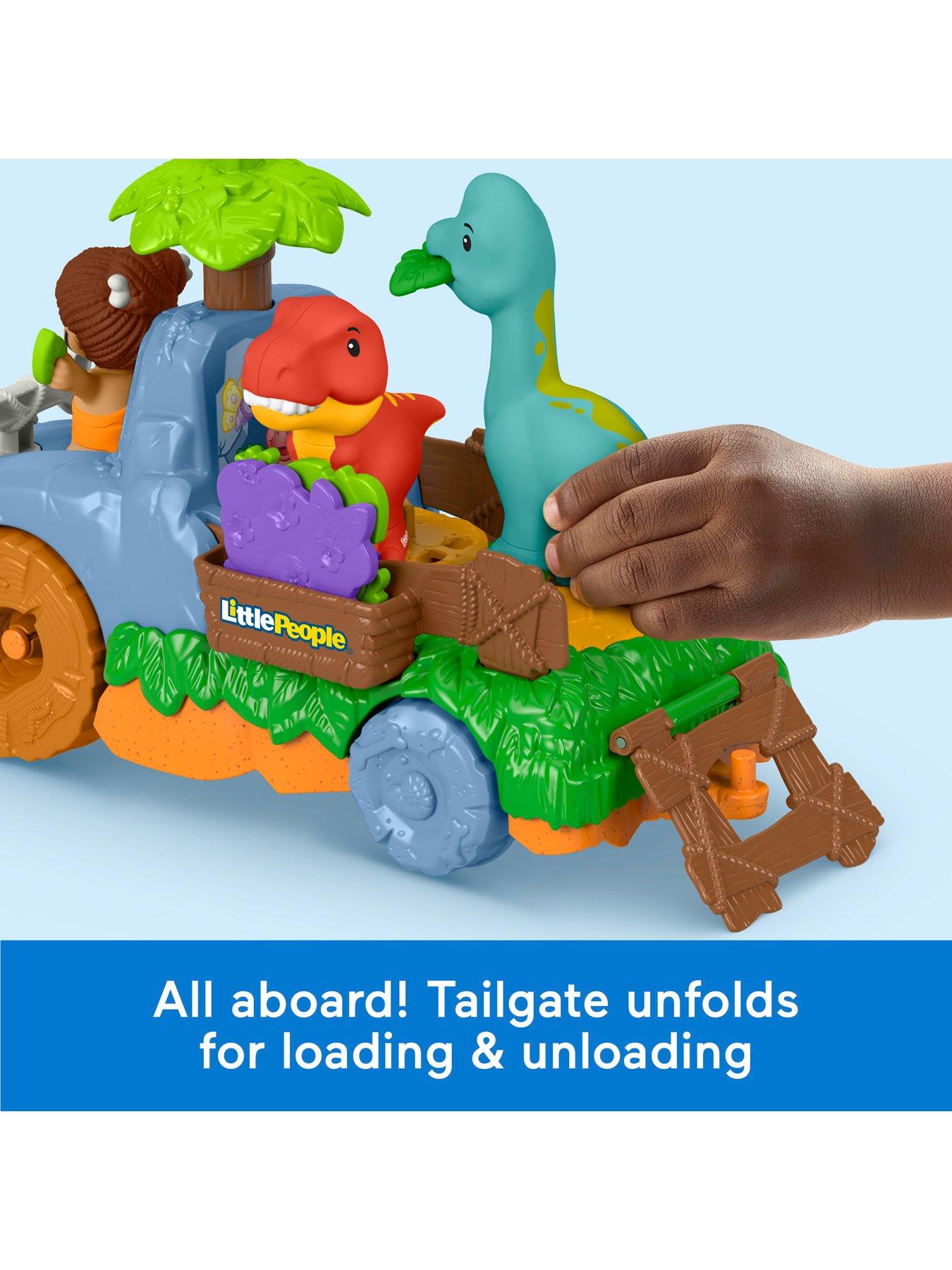 Image 4 of 7 of Fisher-Price Little People Little People Dino Wobble Truck, 6-Piece Dinosaur Play&nbsp;Set for Toddlers